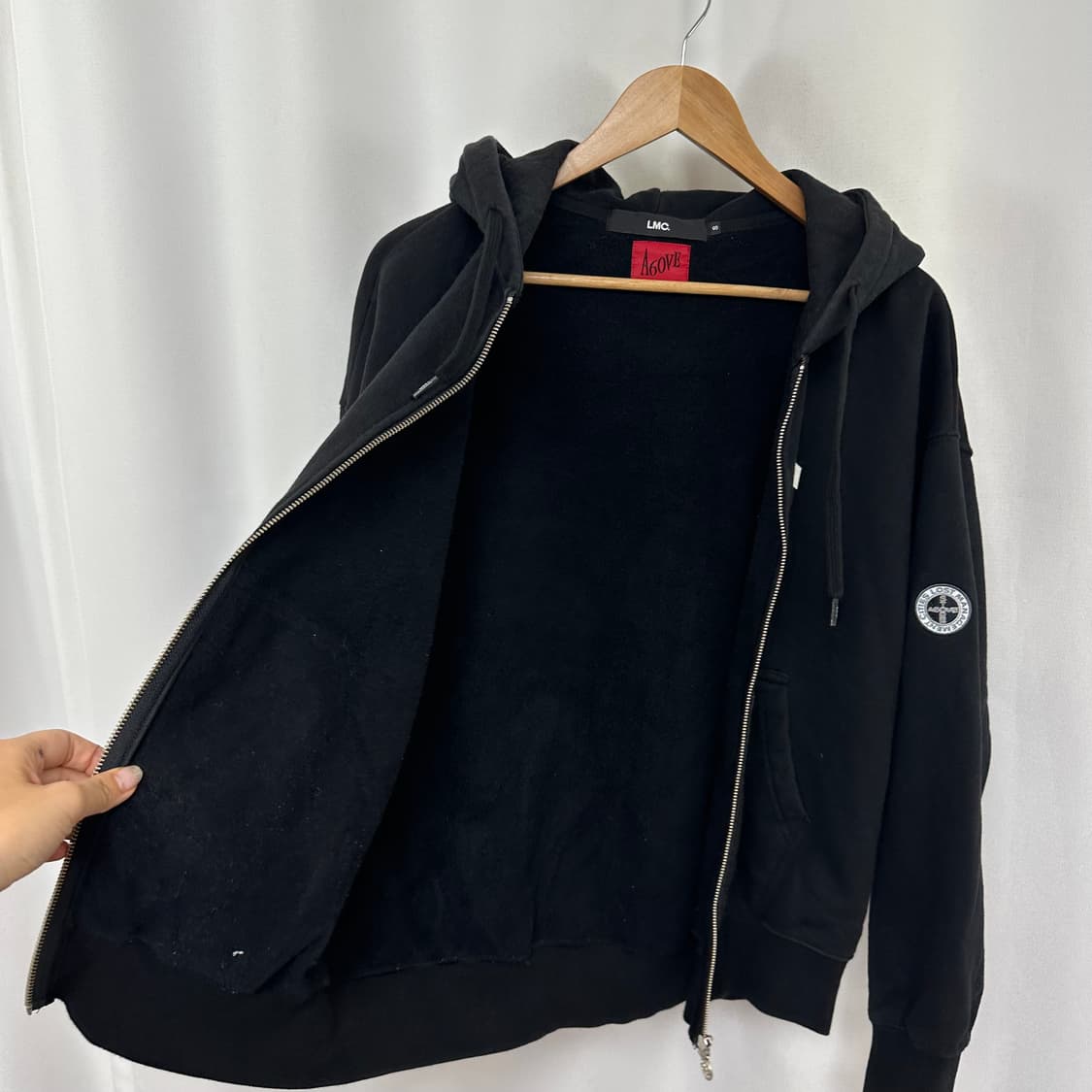   LMC 엘엠씨 X A60VE 남자 면 후드집업 기모 검정 S 상품이미지10