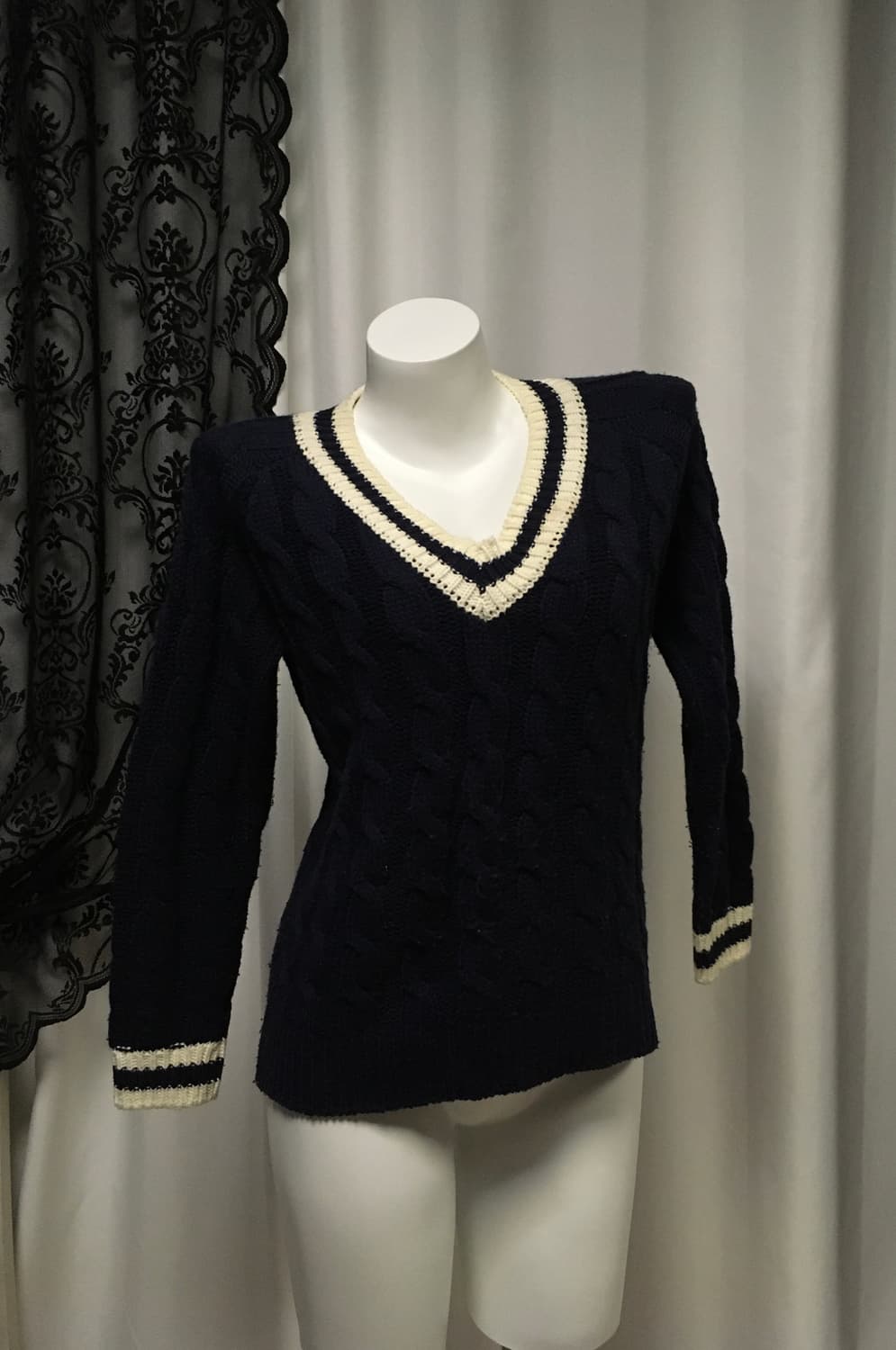 Vintage 세일러 딥 브이넥 니트 네이비 상품이미지3