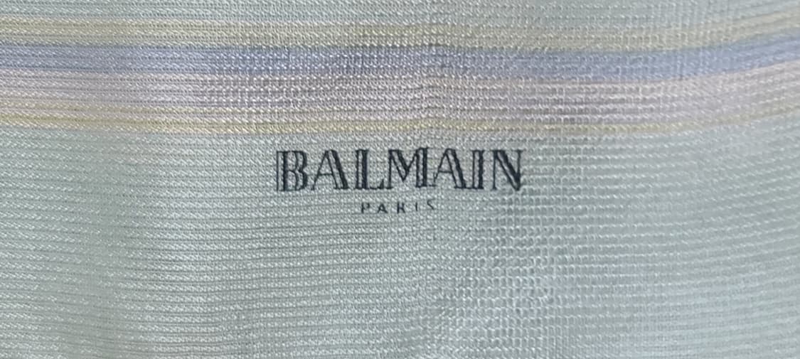 BALMAIN 발망 실크 스트라이프 롱 스카프 (민트/블루) 상품이미지5