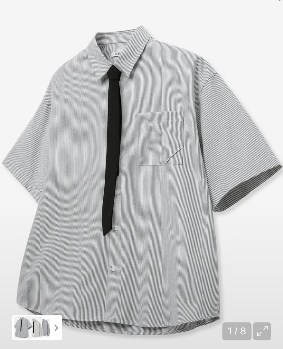 데일리룸 X 시즈] 오디너리 크롭 스트라이프 하프 셔츠 SET 상품이미지1