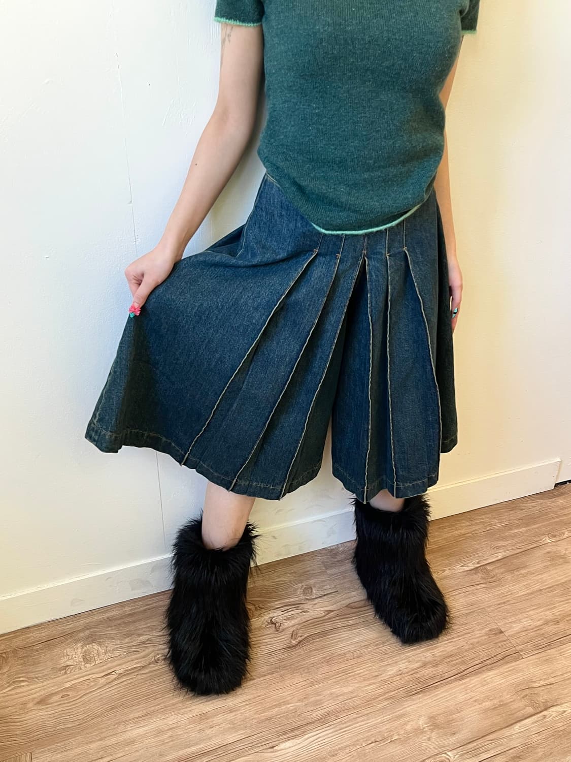 Content Contenu 핀턱 데님 스커트진 상품이미지7