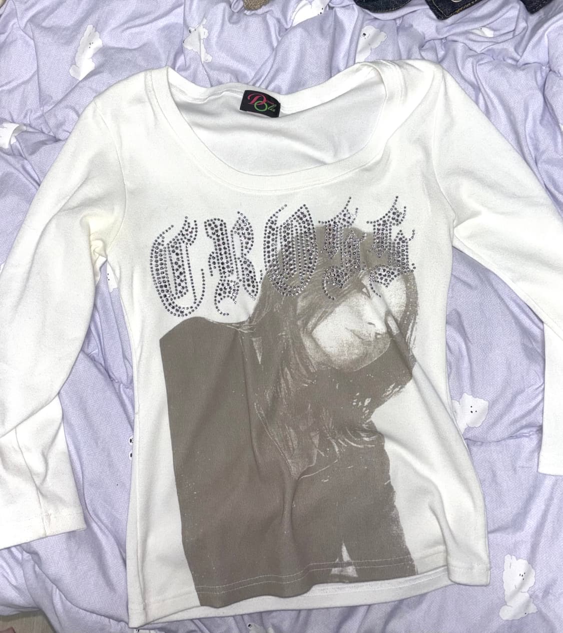 y2k 화이트 롱슬리브 딱붙티 상품이미지1