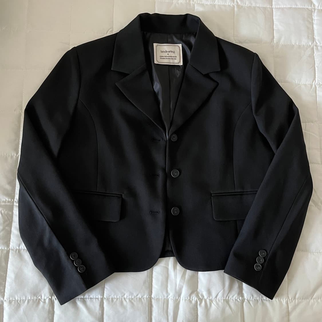 쇼퍼랜드 자체제작 MADE 프레피룩 테일러드 블랙 숏 자켓 정장 블랙 상품이미지1