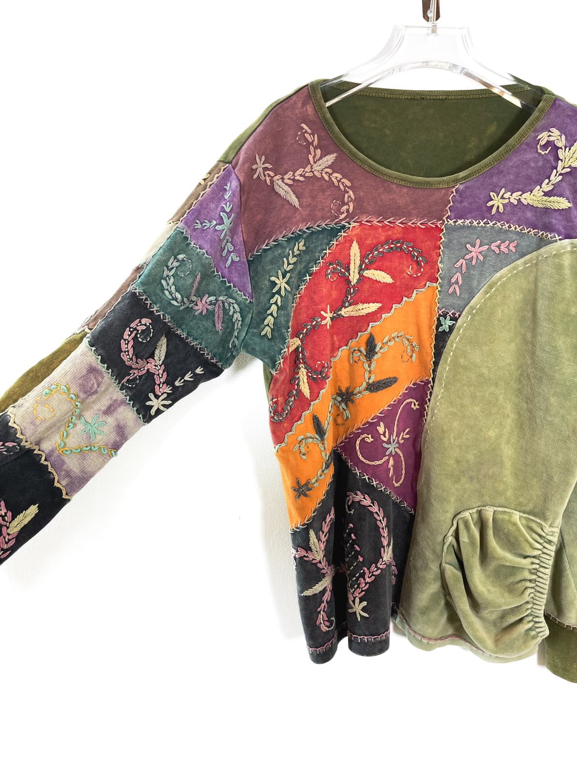 빈티지 핸드메이드 패치워크 자수 긴팔티셔츠 /  상품이미지4