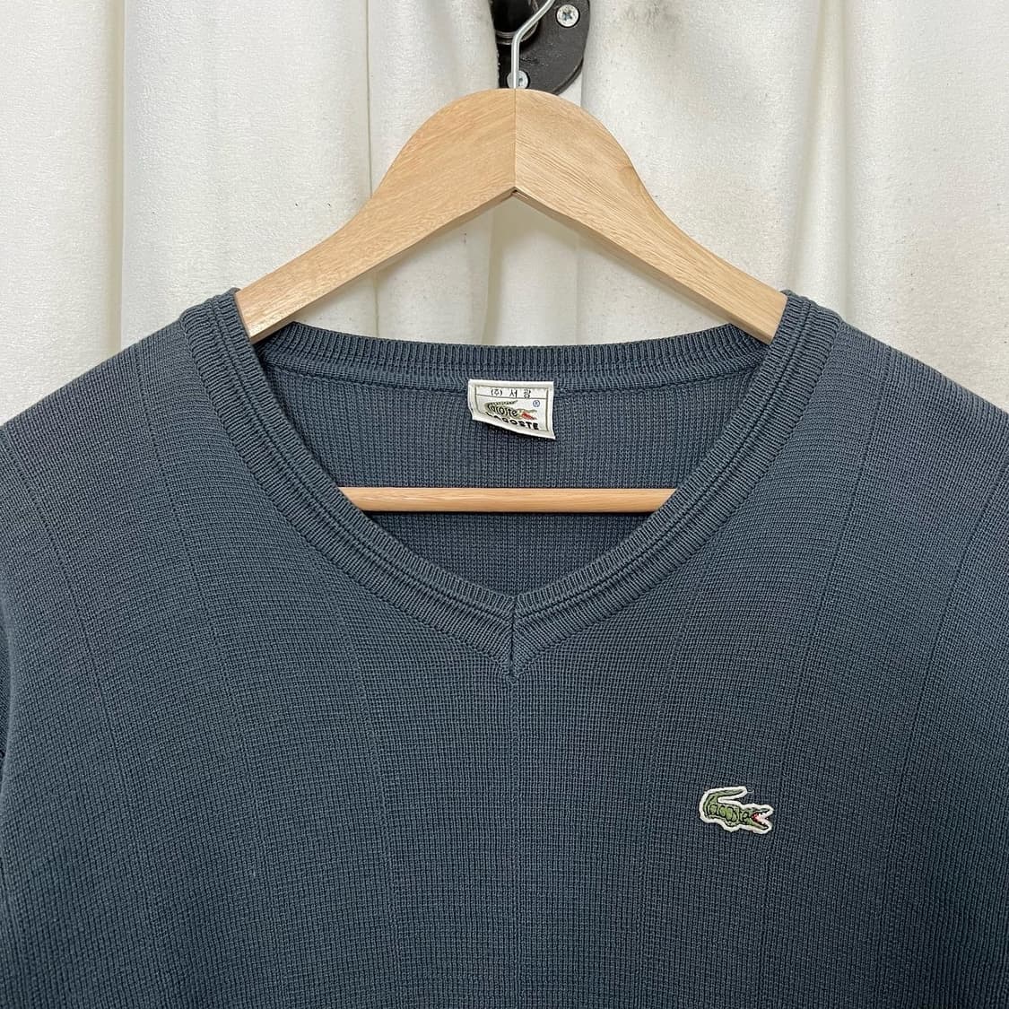 라코스테 그레이 스트라이프 브이넥 니트 상품이미지2