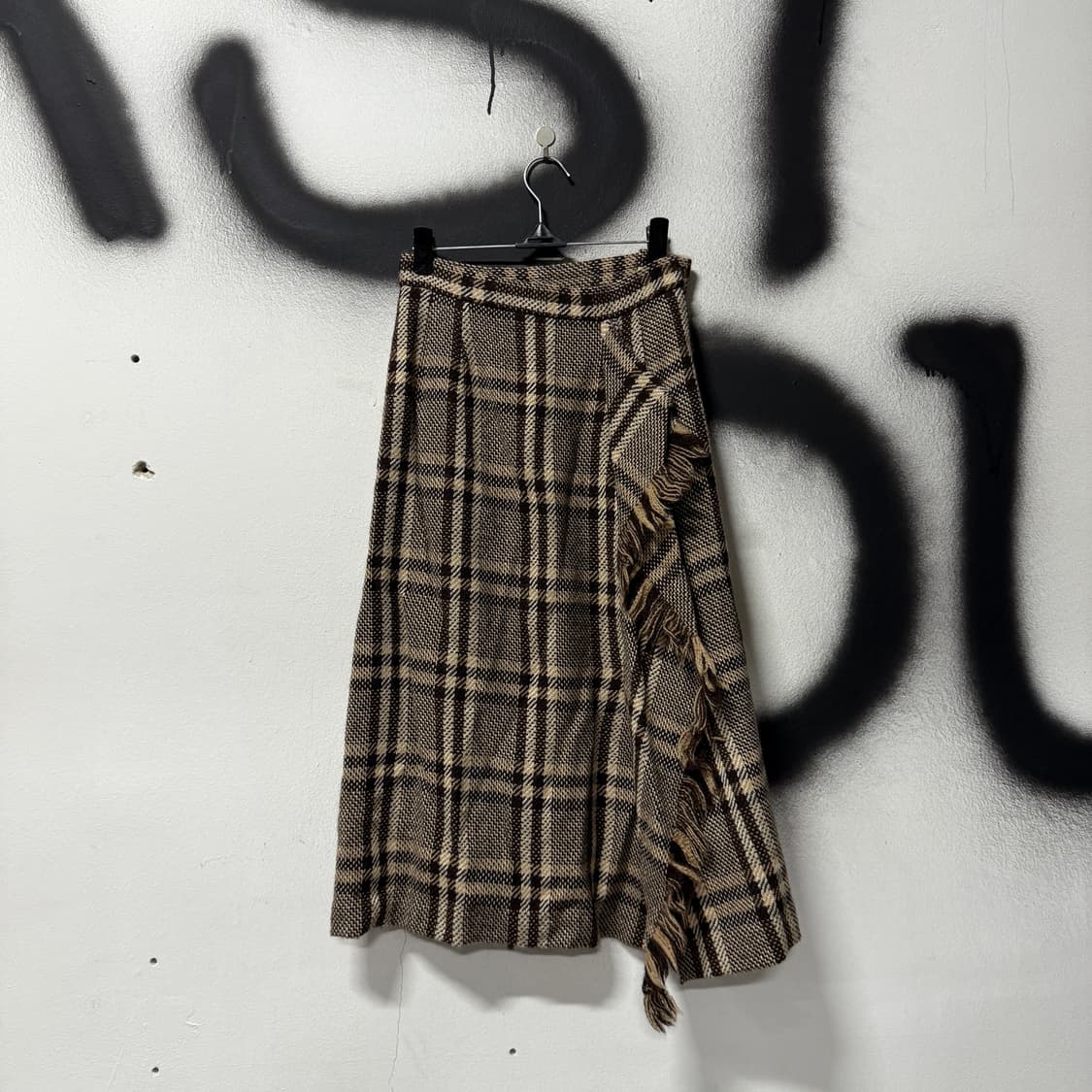 VTG 빈티지 울 혼방 레이어드 디테일 체크 스커트 상품이미지1