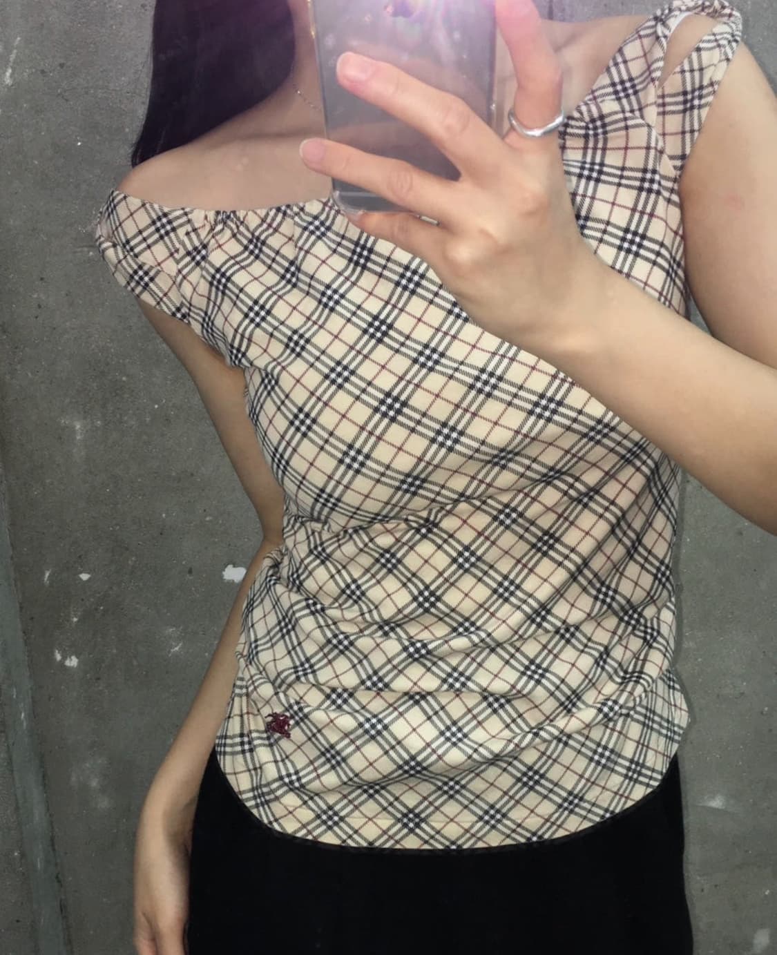 🤎버버리 블루라벨 노바체크 오프숄더 슬리브리스🤎 상품이미지1