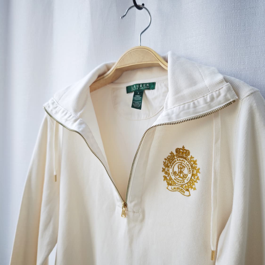 로렌 랄프로렌 골드 크레스트 하프 집업 풀오버 아이보리 S 상품이미지7