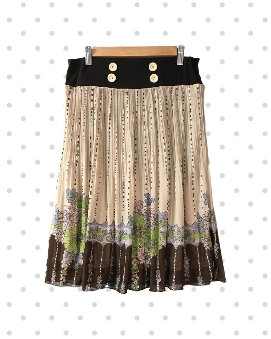 VINTAGE FLOWER CHIFFON SKIRT BROWN 상품이미지5
