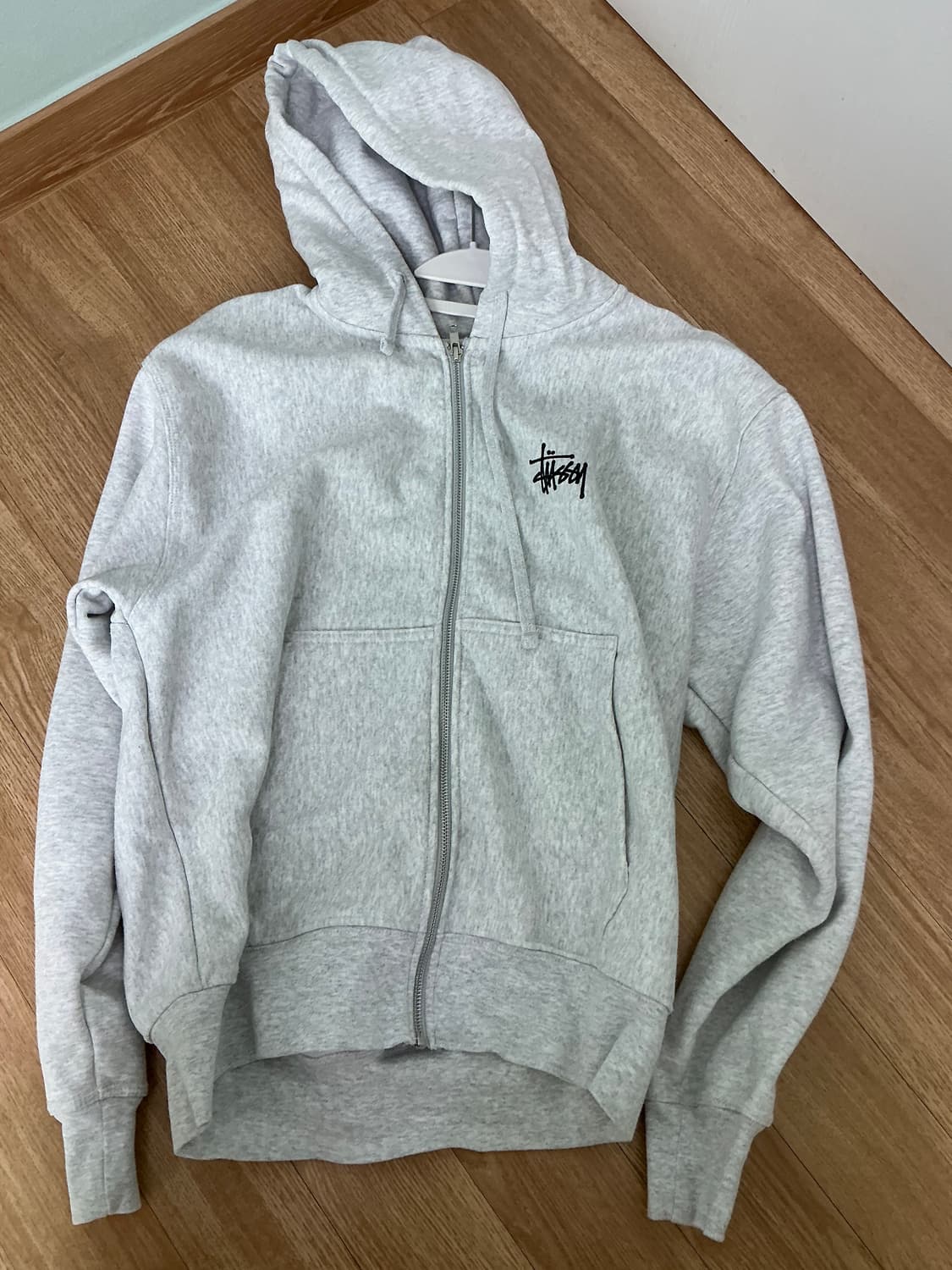 스투시 베이직 스투시 후드 집업 애쉬 헤더 상품이미지1