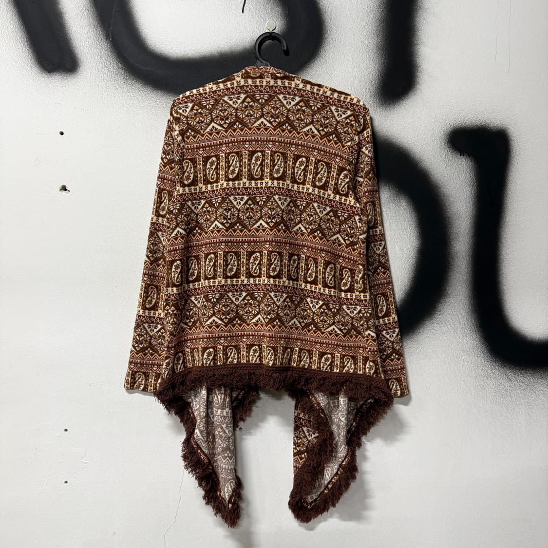 VTG 빈티지 보헤미안 풀 패턴 웨스턴 프린지 디테일 숄카라 가디건 상품이미지2