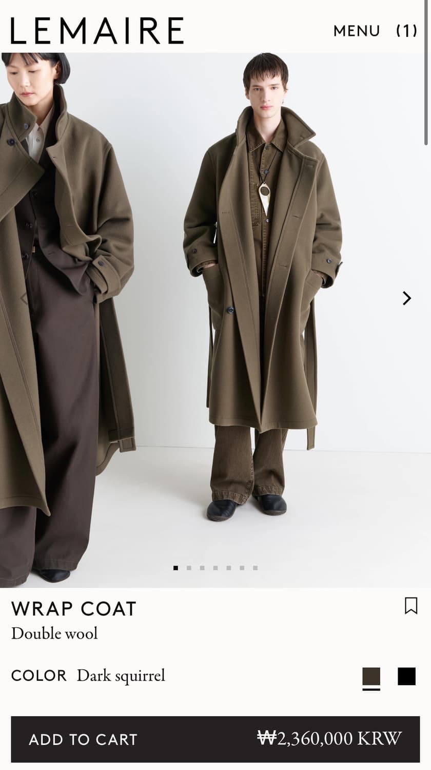 [S,M,L]르메르 25fw 랩 코트/다크 스쿼럴 상품이미지7