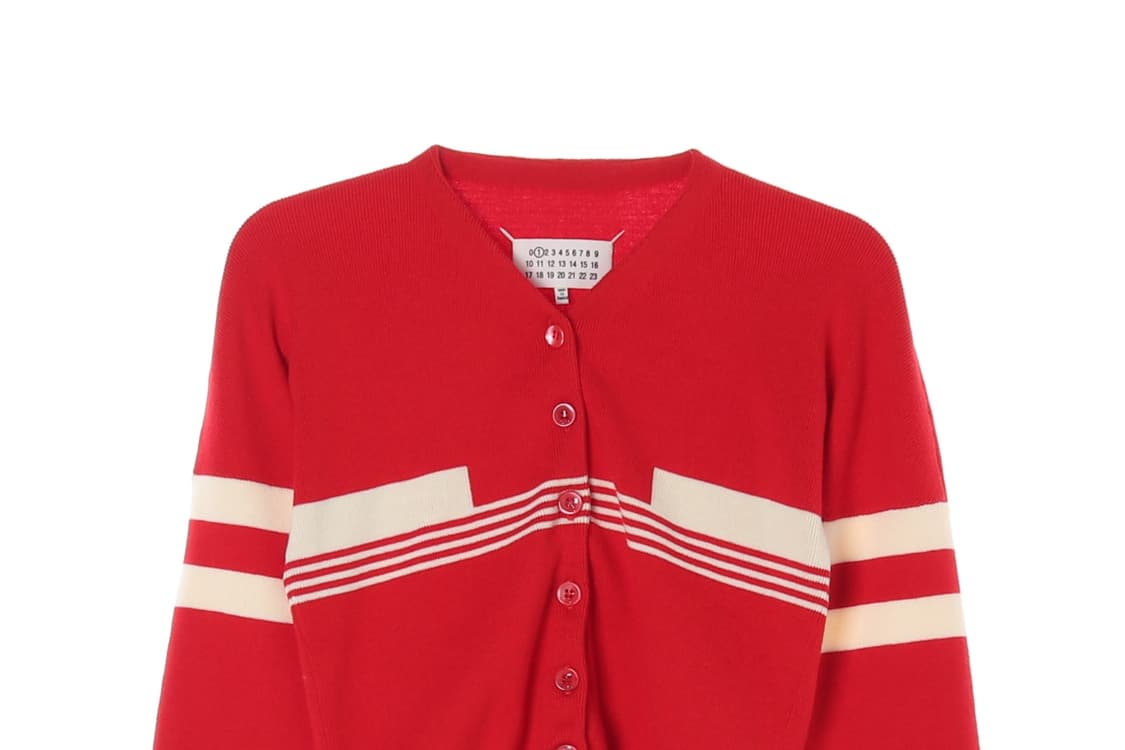 메종 마르지엘라 레드 브이넥 울 니트 가디건
 상품이미지2