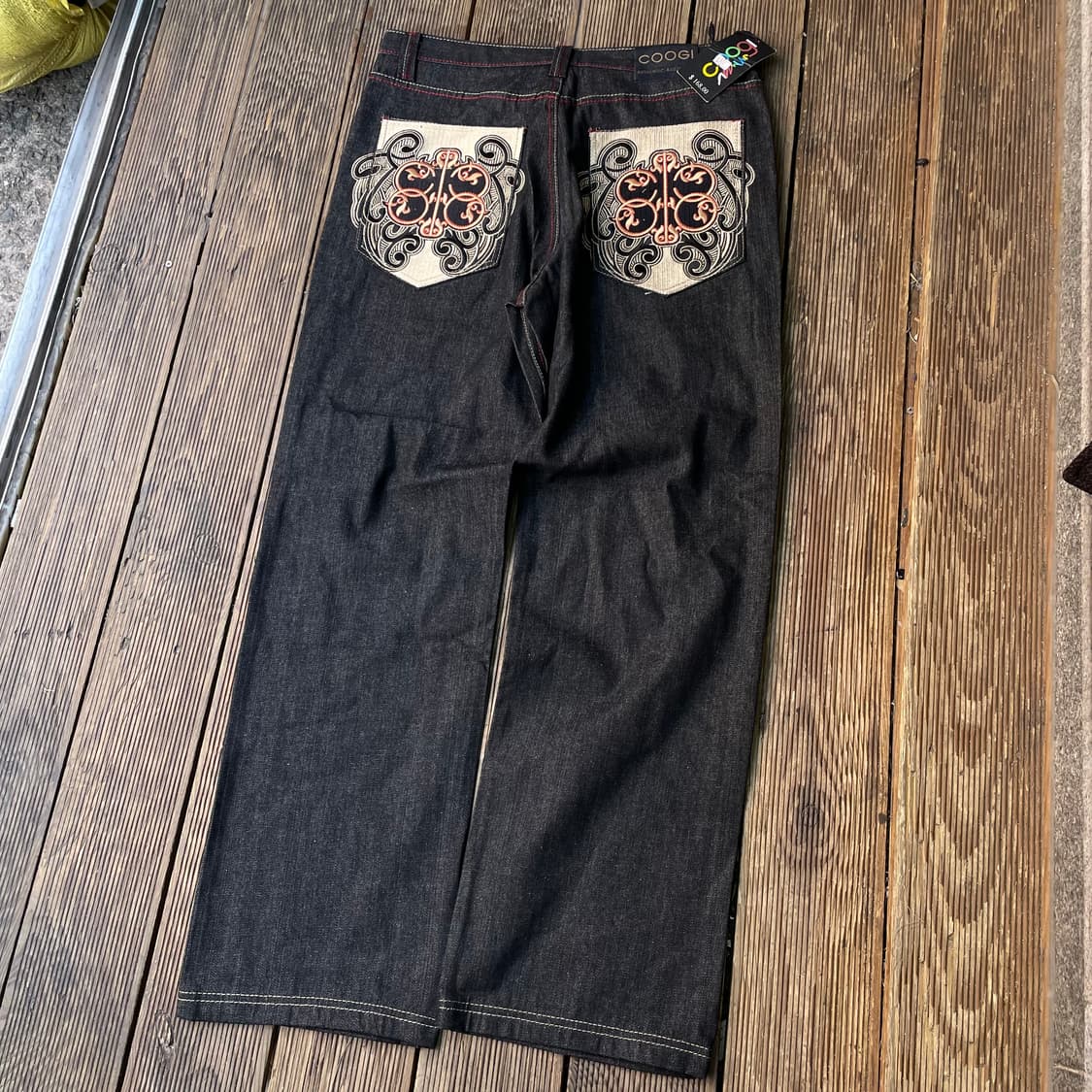 쿠지 자수 흑청 데님팬츠 상품이미지3