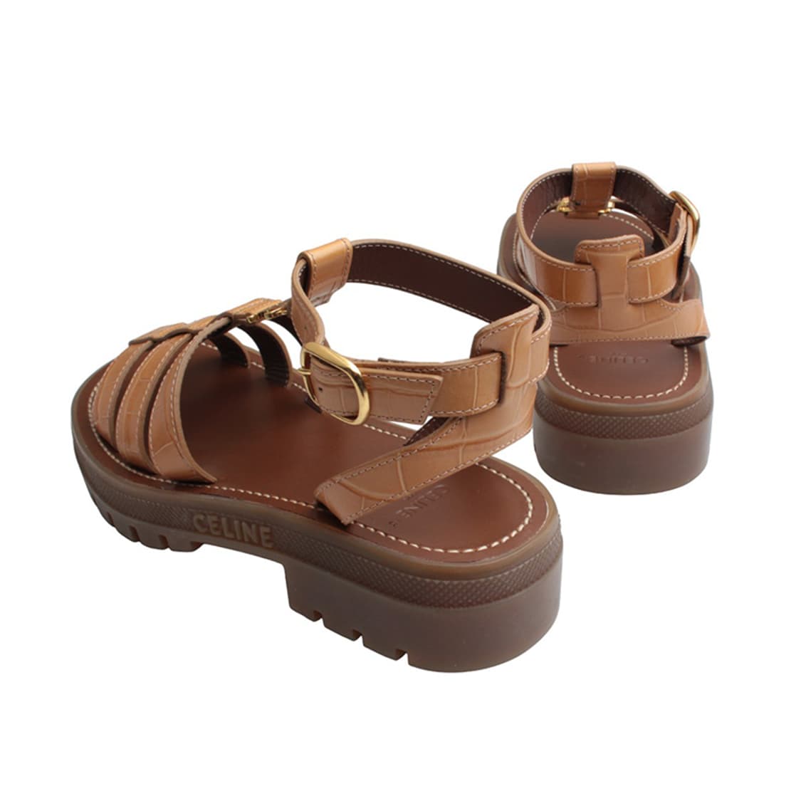 셀린느 카멜 와니 패턴 스트랩 샌들 37 상품이미지4