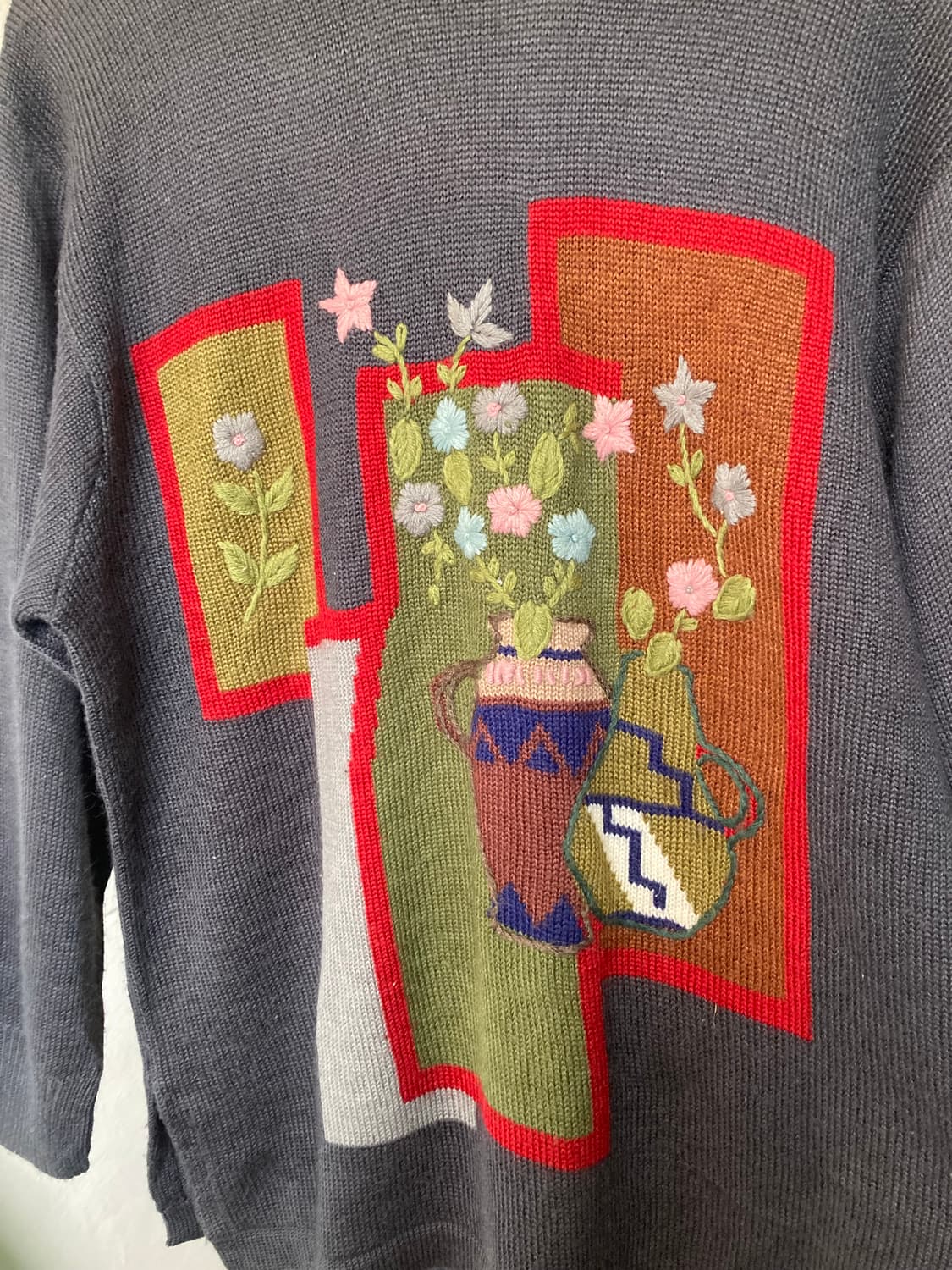 빈티지 자수 그레이 니트 상품이미지2