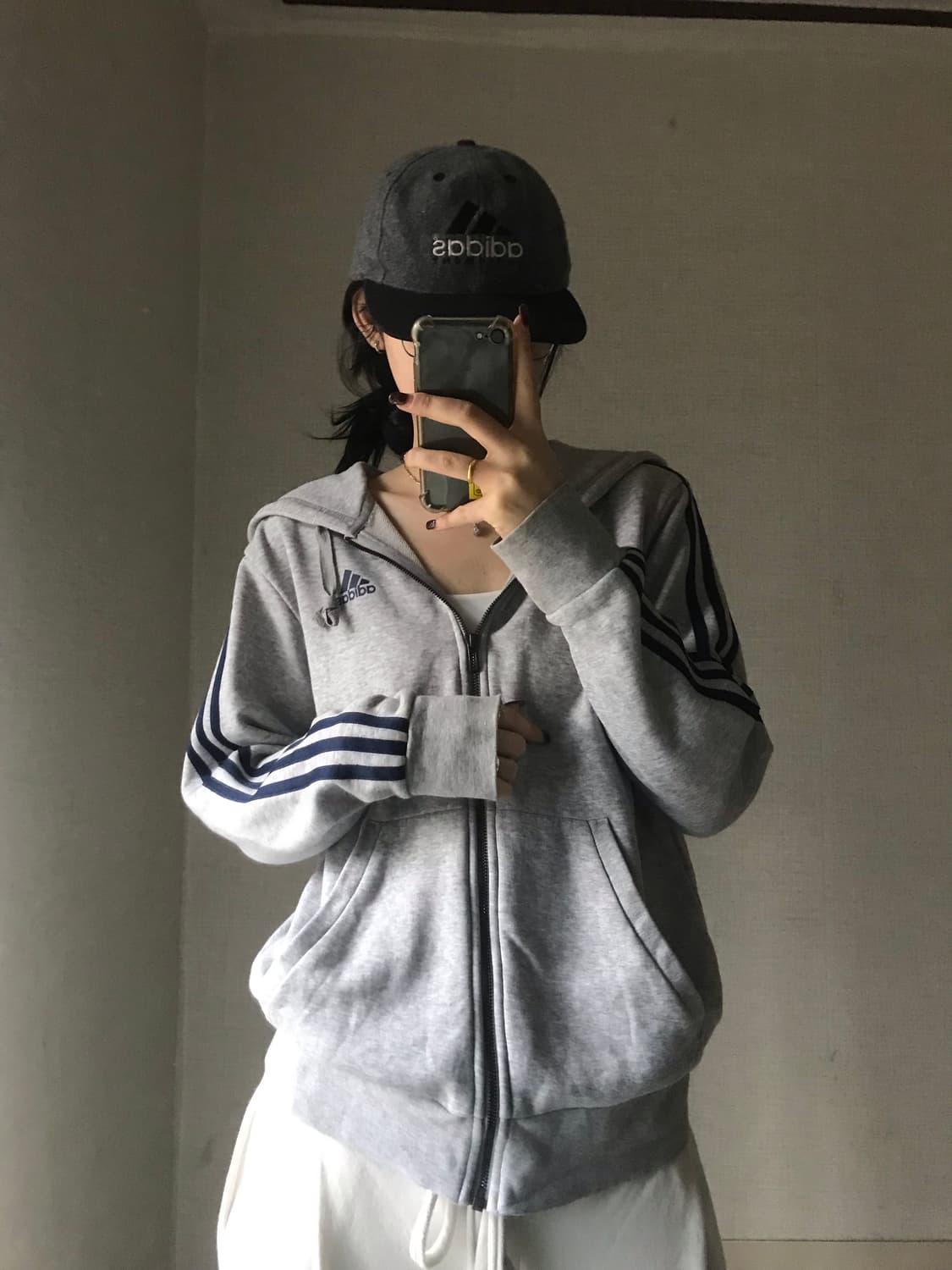 아디다스 그레이 네이비 후드집업 상품이미지3