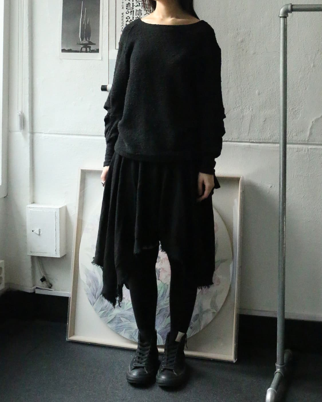 토가 아카이브스 블랙 러플 니트 탑 상품이미지3