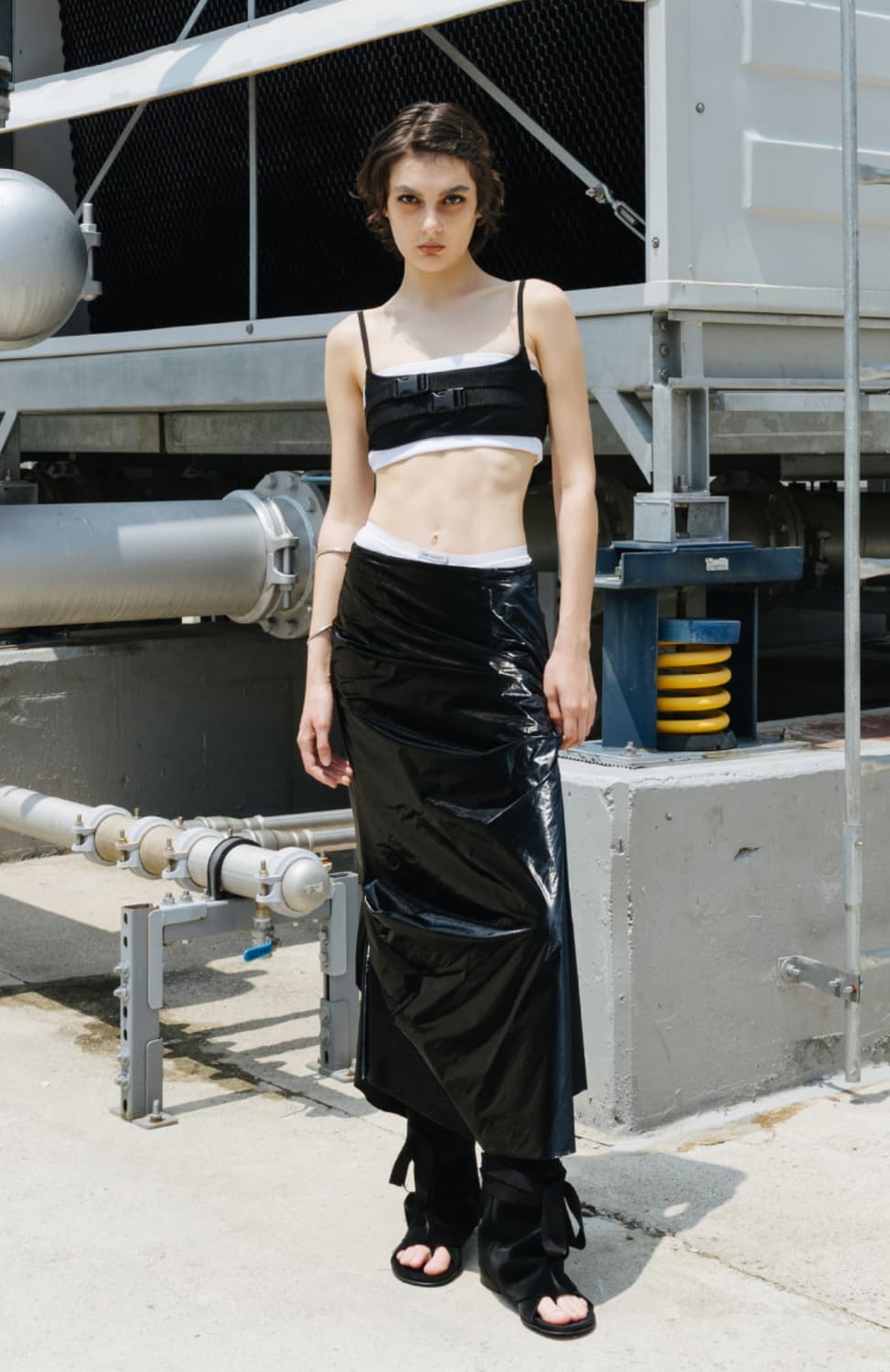 쓰리투에이티 UNBALANCED SHIRRING SKIRT BLACK M 상품이미지3