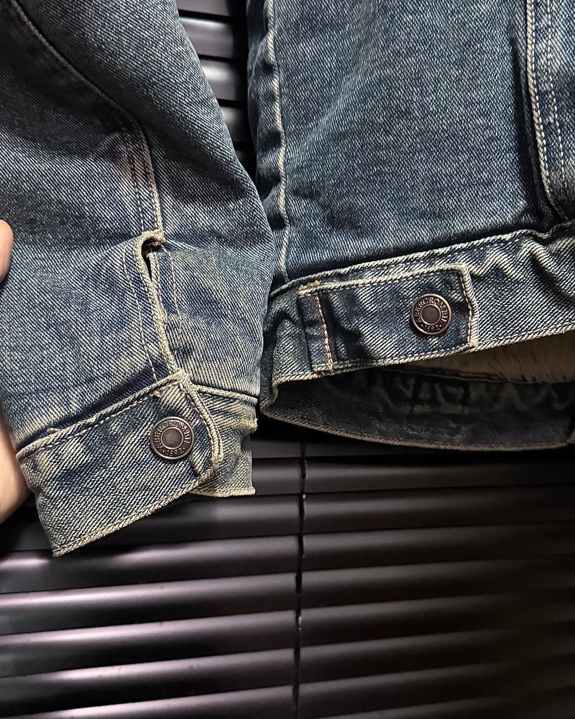 아베크롬비 양털 중청 데님 트러커 쉐르파 워크 청 자켓 워싱 M 95 상품이미지5