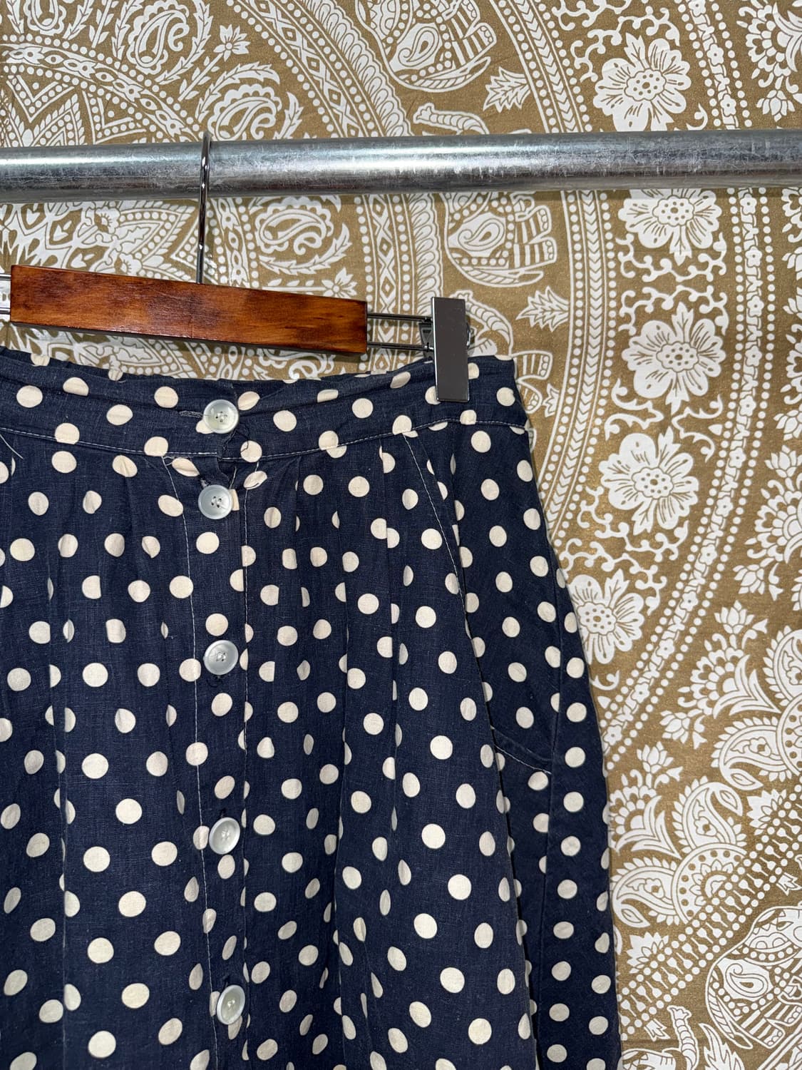 빈티지 여성 도트 밴딩 롱스커트  상품이미지4