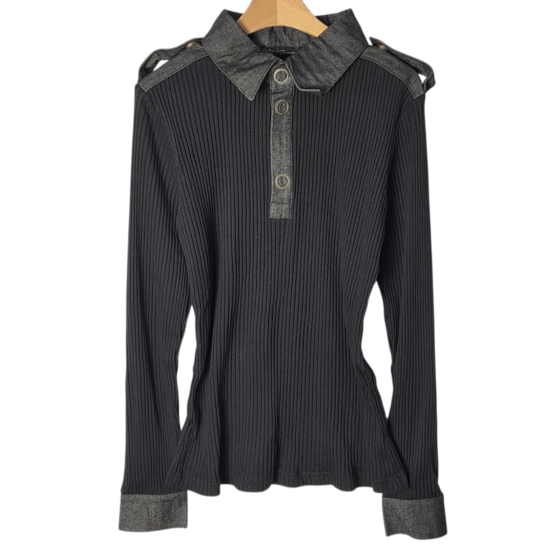 [The Bay's Garden] 골지 데님카라 롱슬리브 상품이미지1