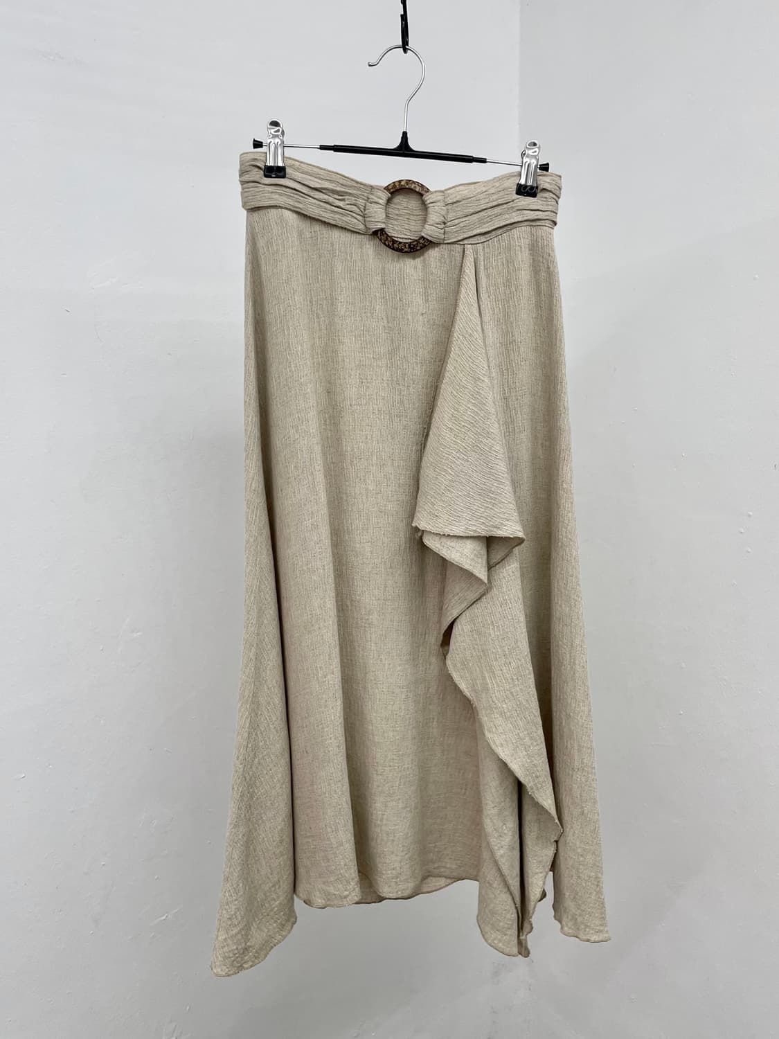 프릴 베이지 우드 스커트 상품이미지2