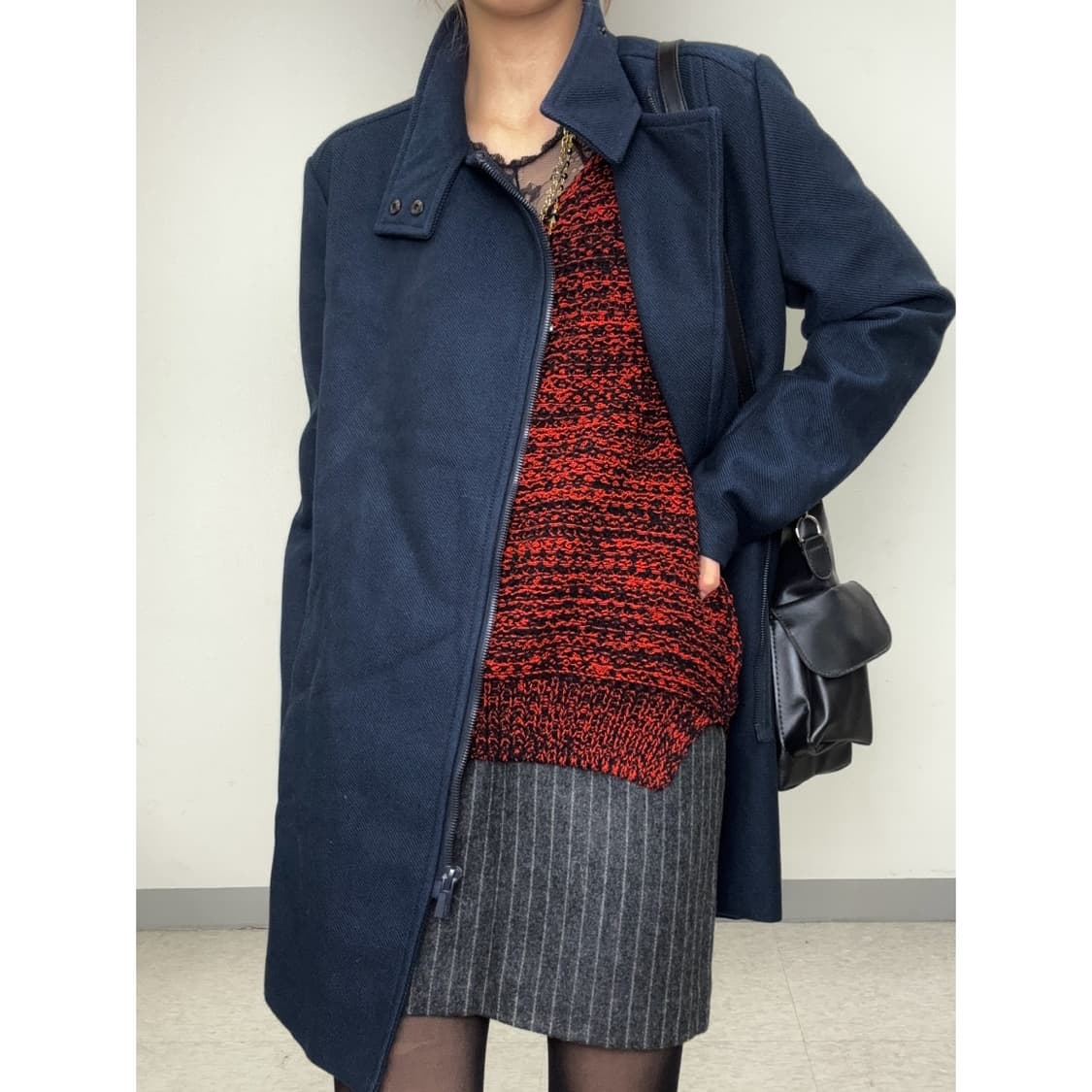 빈티지 네이비 하이넥 자켓 코트 상품이미지3