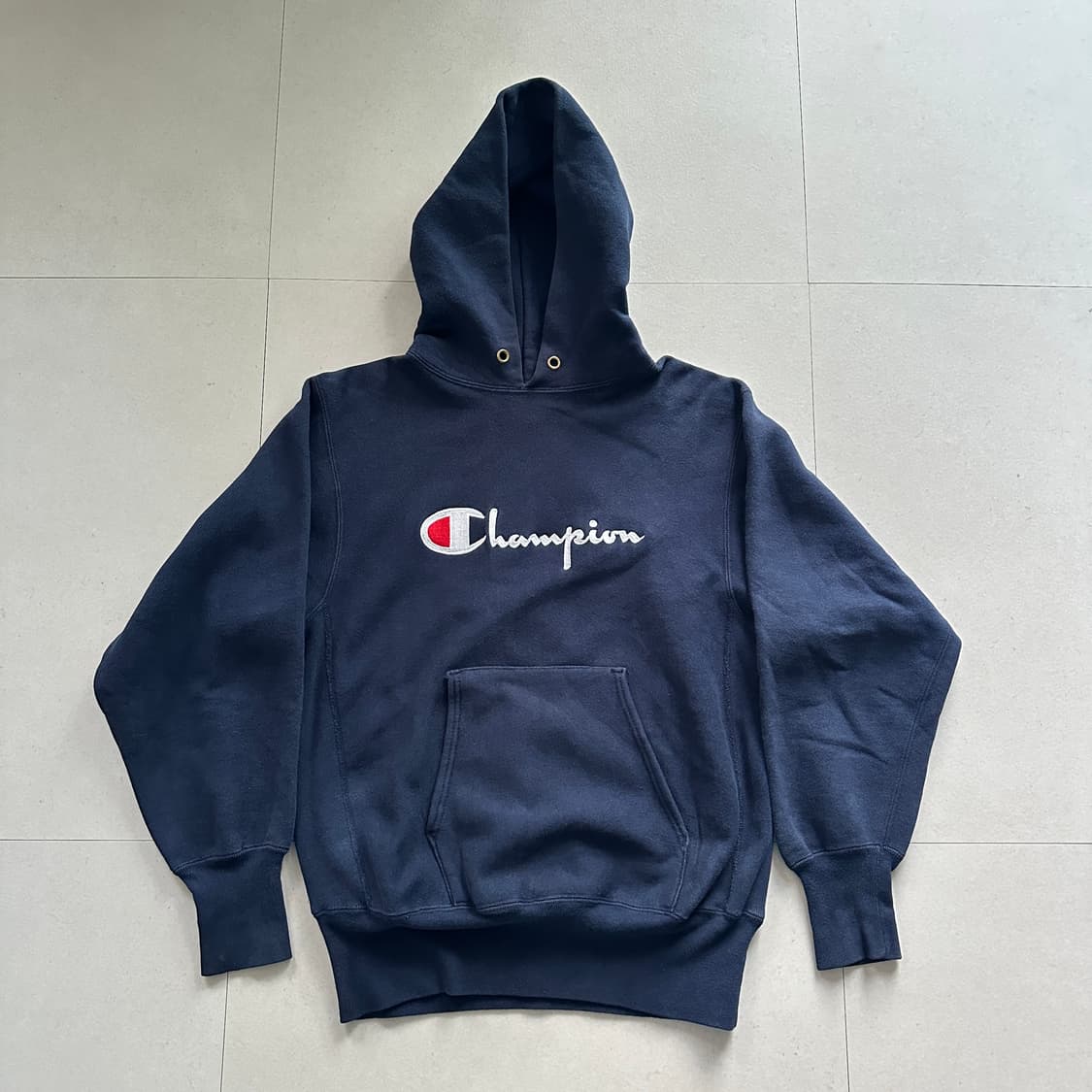 90s 챔피온 리버스위브 네이비 후드티 (M) MADE IN USA 상품이미지1