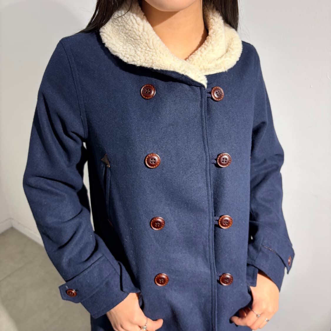 내추럴팔레트 양털 나무단추 자켓 코트 상품이미지3