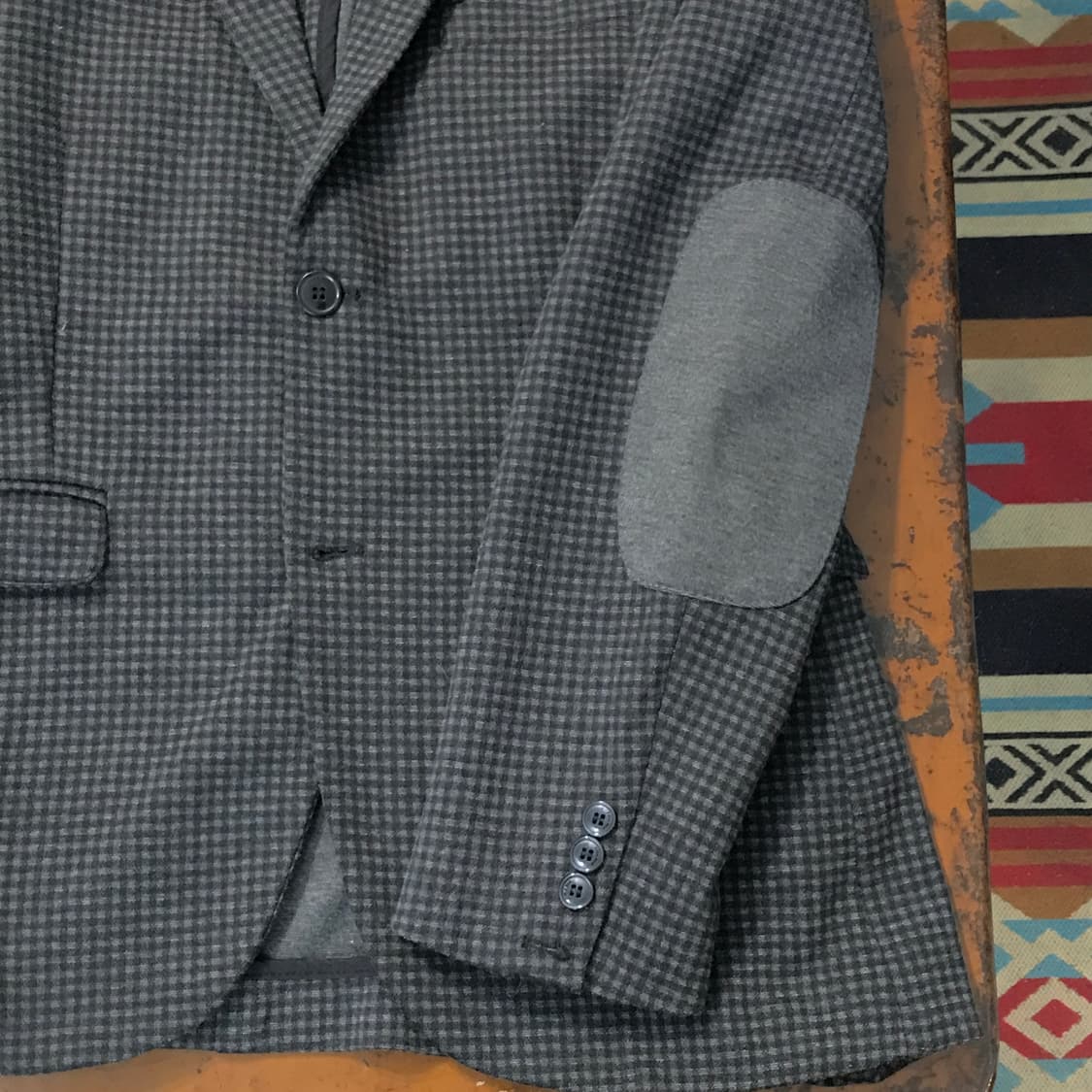 자라 차콜 그레이 깅엄 체크 투버튼 자켓 블레이저 남성 105 사이즈 상품이미지4