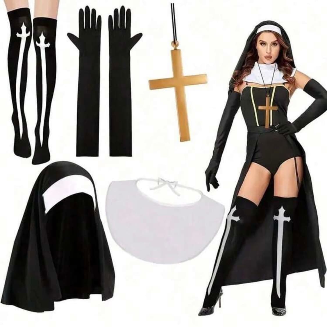 할로윈 코스튬 수녀 스타킹 목걸이 상품이미지1