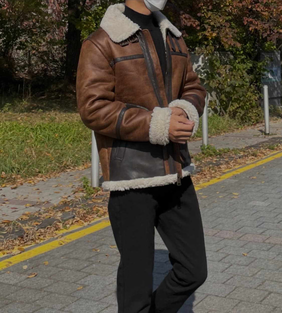 타미 힐피거 페이크 레더 무스탕 브라운 상품이미지5