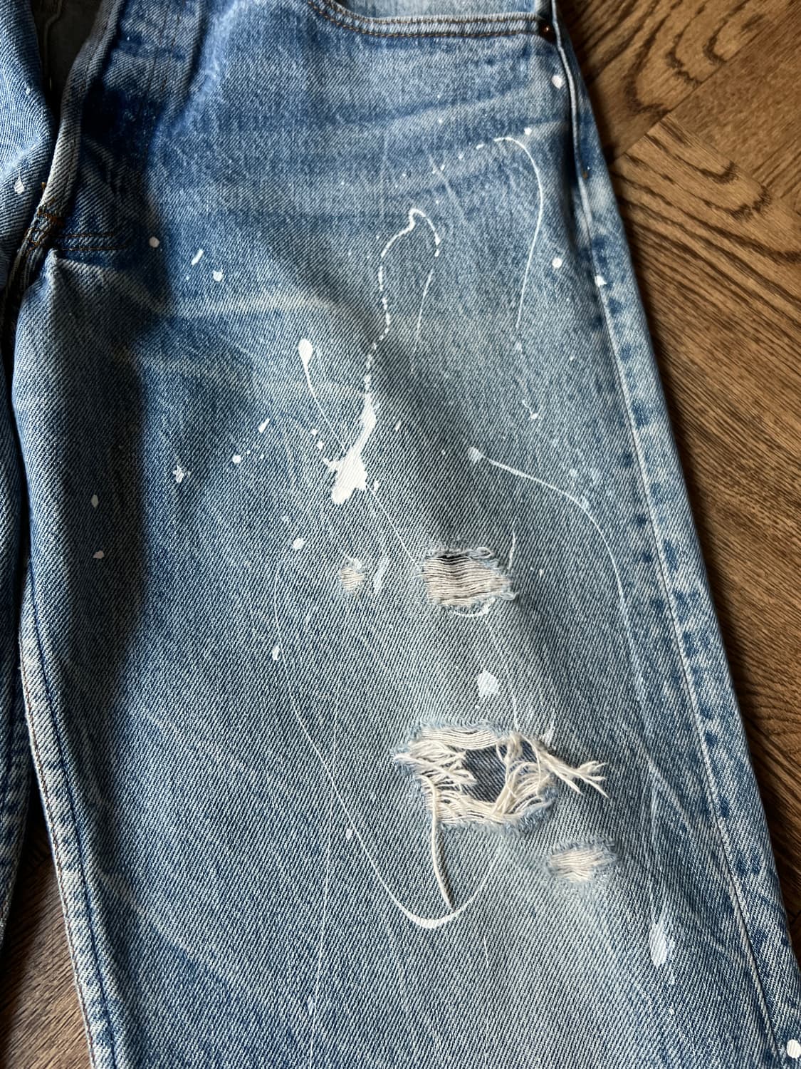 [33]80's 리바이스 USA 2501-0117 빈티지 페인팅 데님팬츠 상품이미지7