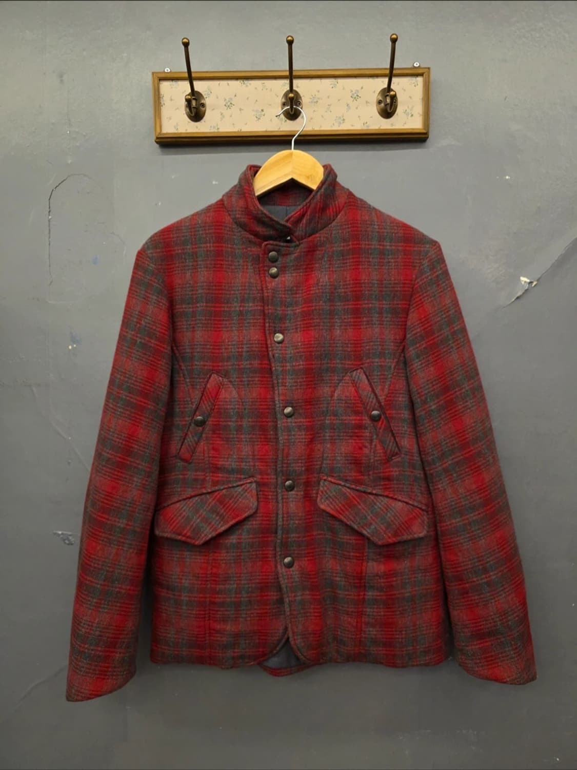 일본빈티지 Nonnative 논네이티브 타탄 체크 스탠드카라 울 자켓 상품이미지5