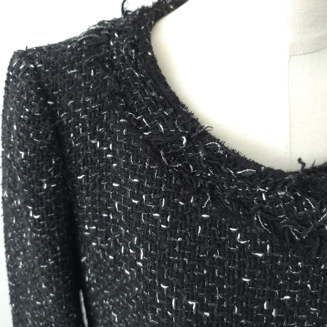 재팬 유니클로 울컬렉션 블랙 트위드 노카라 코트 상품이미지7