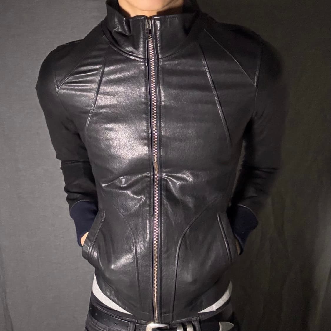vintage black leather jacket 상품이미지4