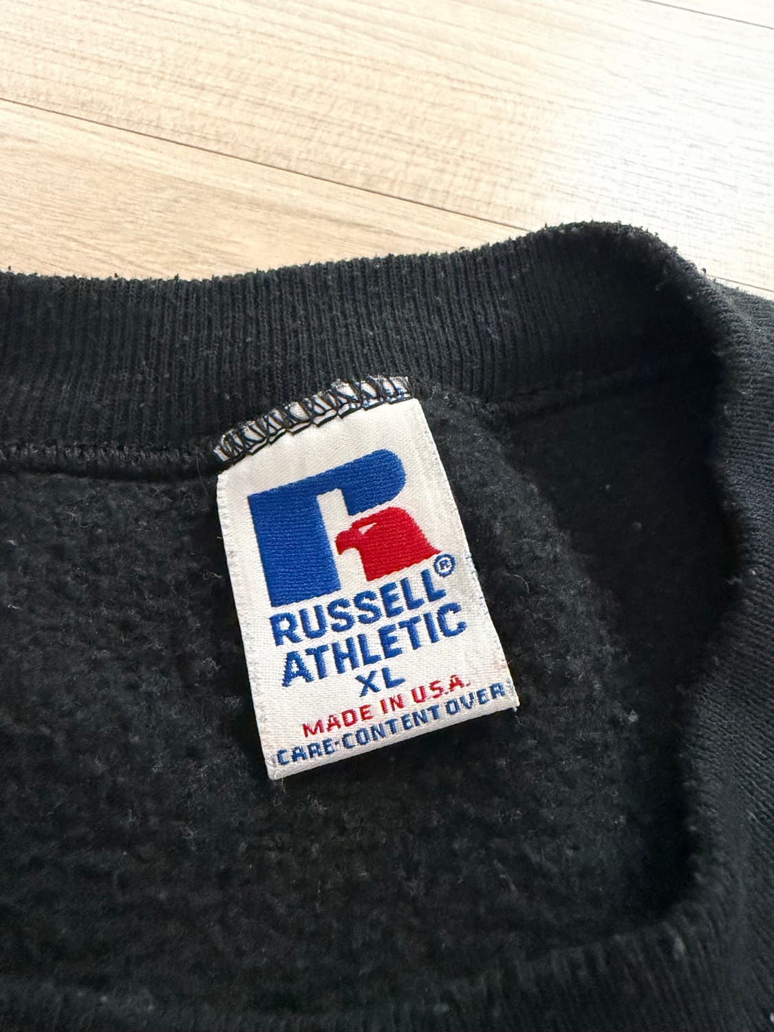 [XL] 90s 빈티지 러셀 스웻셔츠 맨투맨 블랙 russell USA 상품이미지3