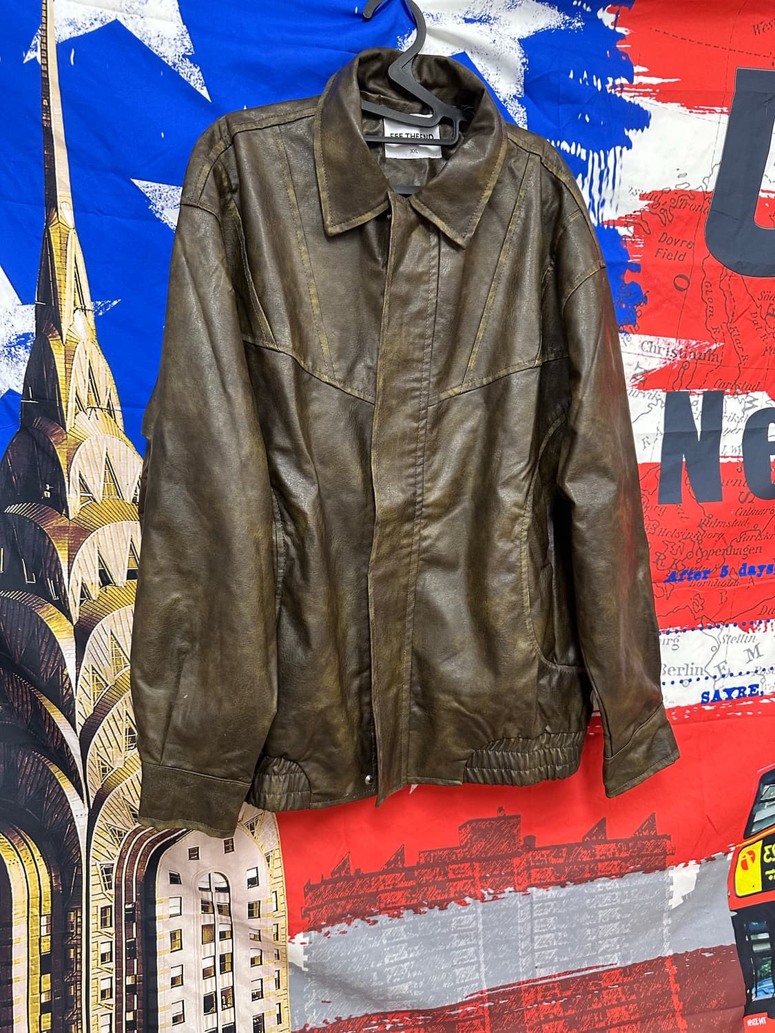 빈티지 오버핏 가죽자켓 XXL 110 상품이미지3