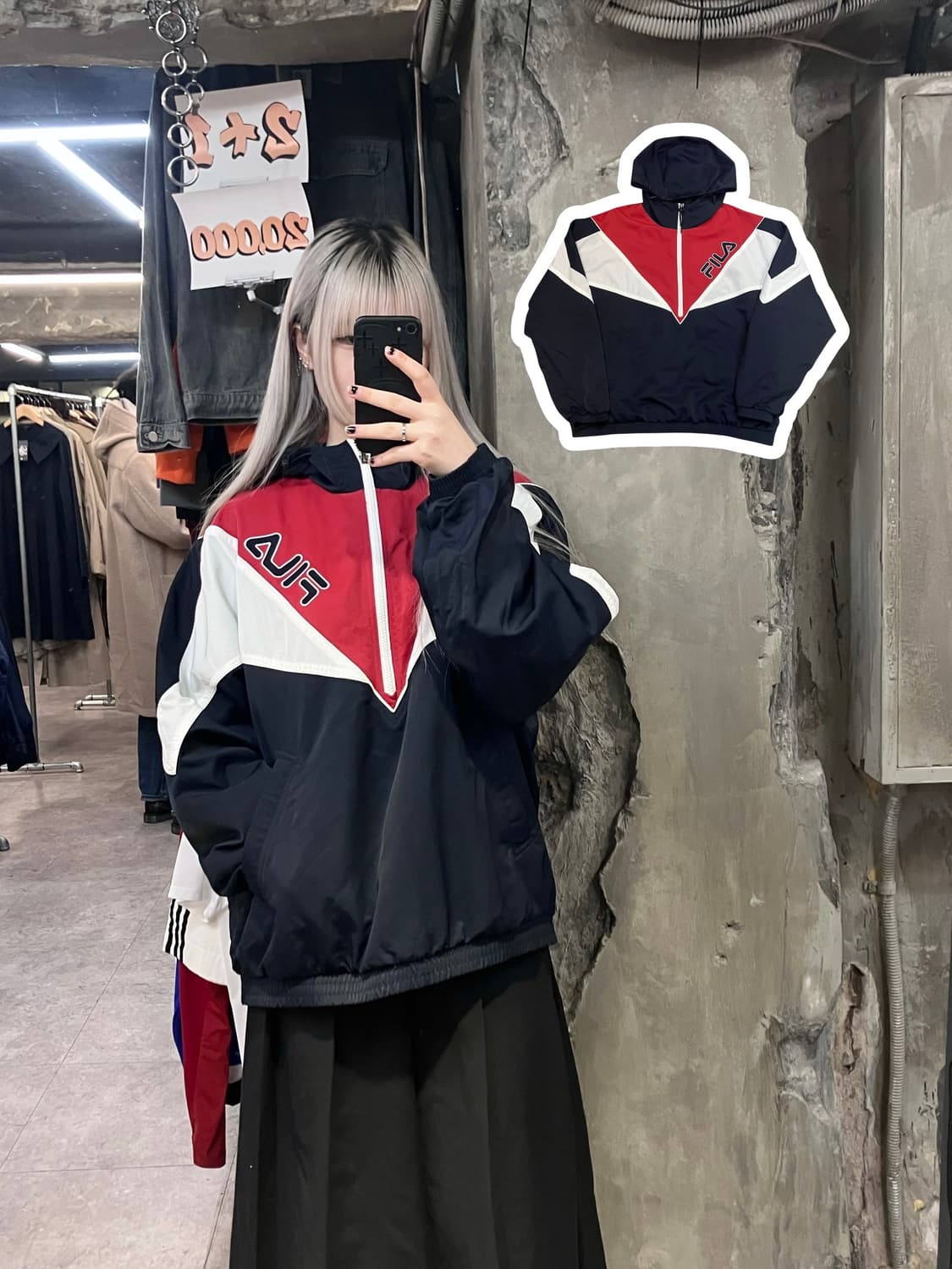 휠라 아노락 후드 점퍼 맨투맨 블랙 L  #csz2908  상품이미지1