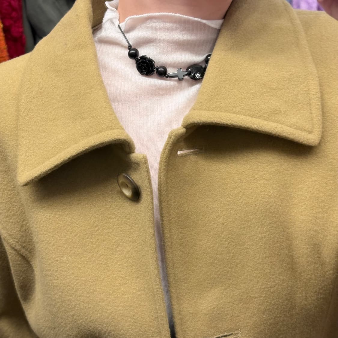 옐로우 모직 롱코트 상품이미지6