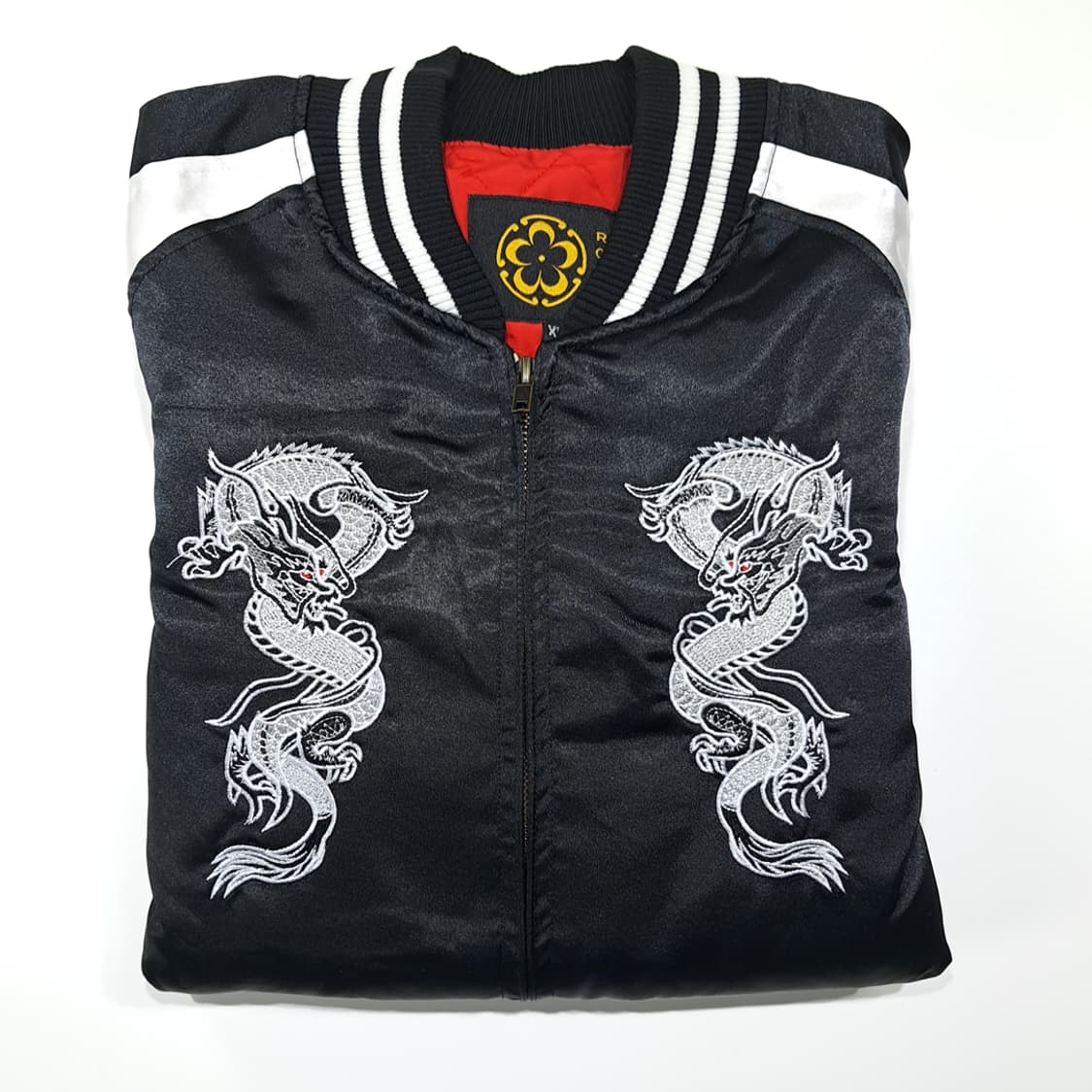 CL554 XL [새상품] 로그 00s 새틴 블랙 화이트 백룡 스카잔  상품이미지6