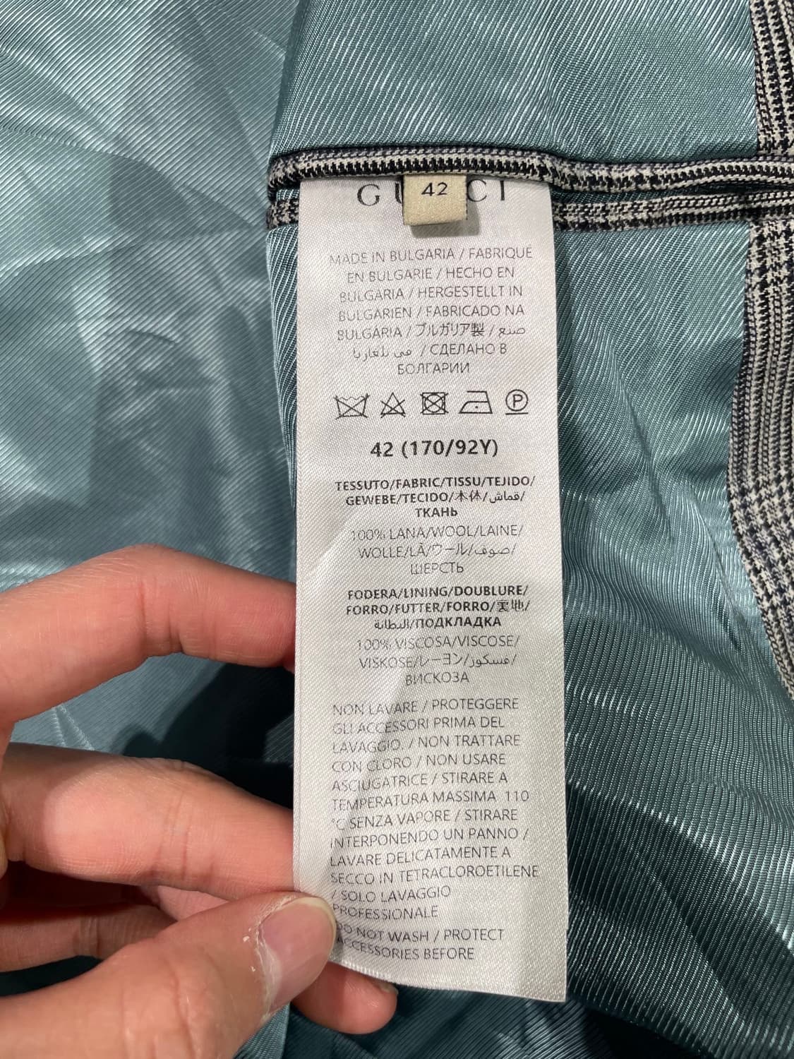 구찌 그레이 티켓 포켓 2B 더블 라나울 체크 블레이저 상품이미지7