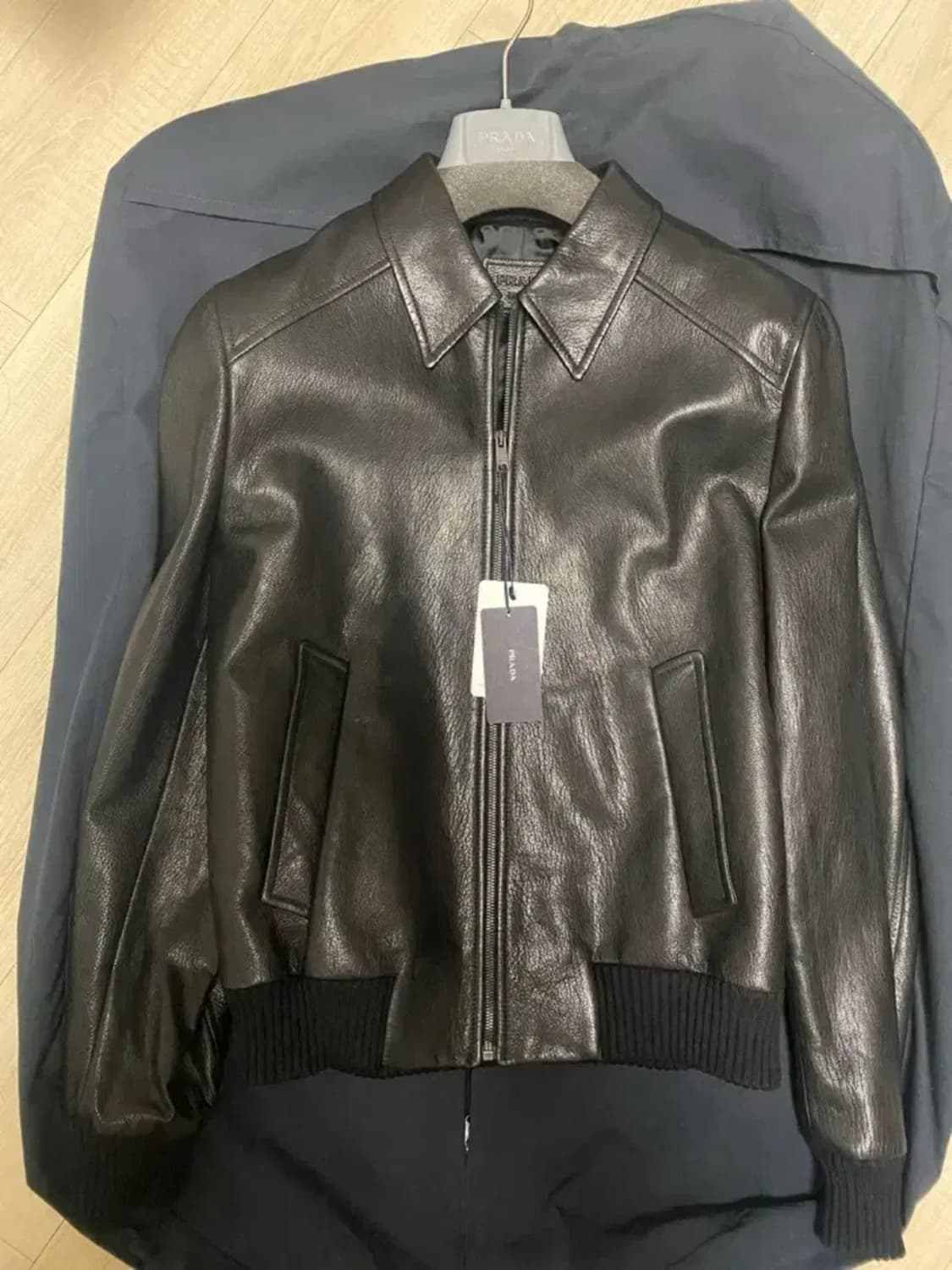 [52] 프라다 나파 레더 가죽 봄버 블루종 자켓 점퍼 상품이미지1
