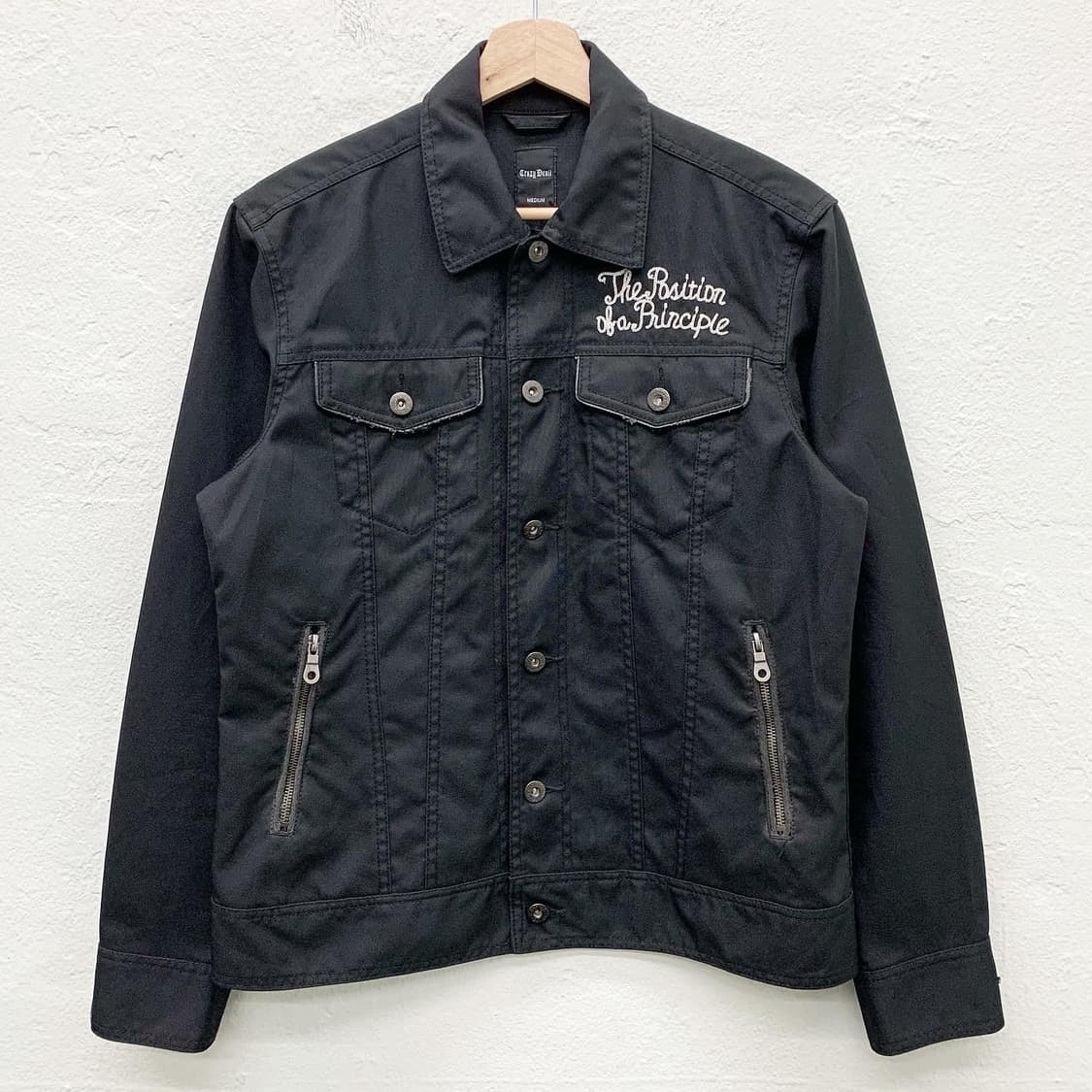 크레이지 데빌 블랙 레터링자수 워크 자켓 상품이미지2