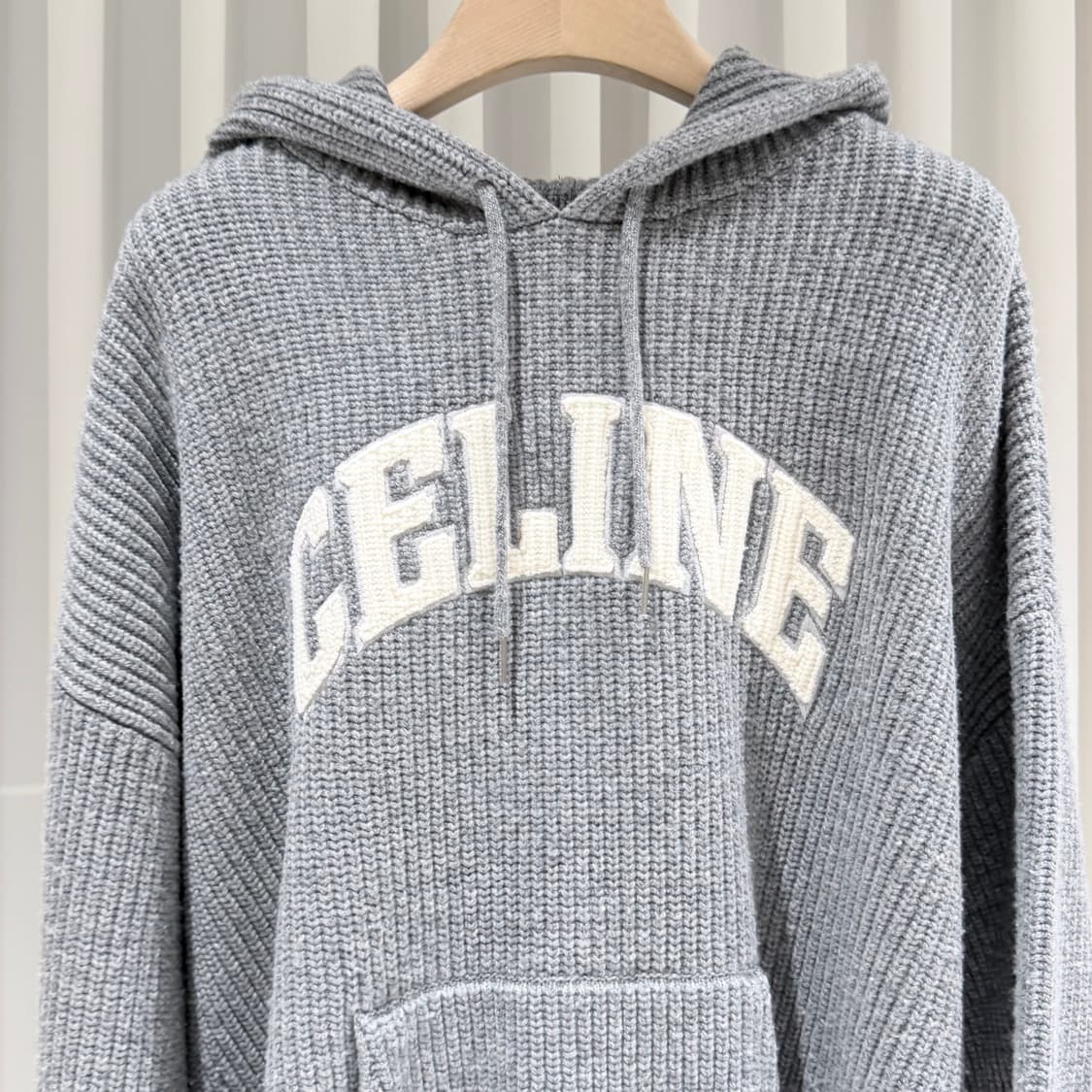 (S+/XL) / 셀린느 울 리브드 그레이 니트 후드 상품이미지4