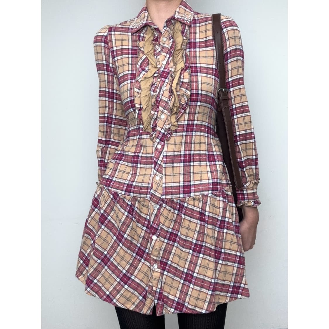 빈티지 체크 셔츠 원피스 상품이미지2