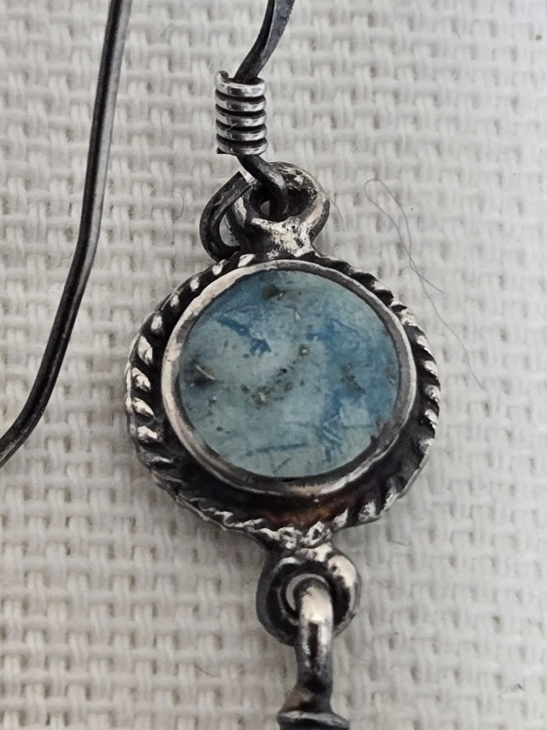 페루 빈티지 블루 오팔톤 깃털 드롭 실버 925이어링 상품이미지6