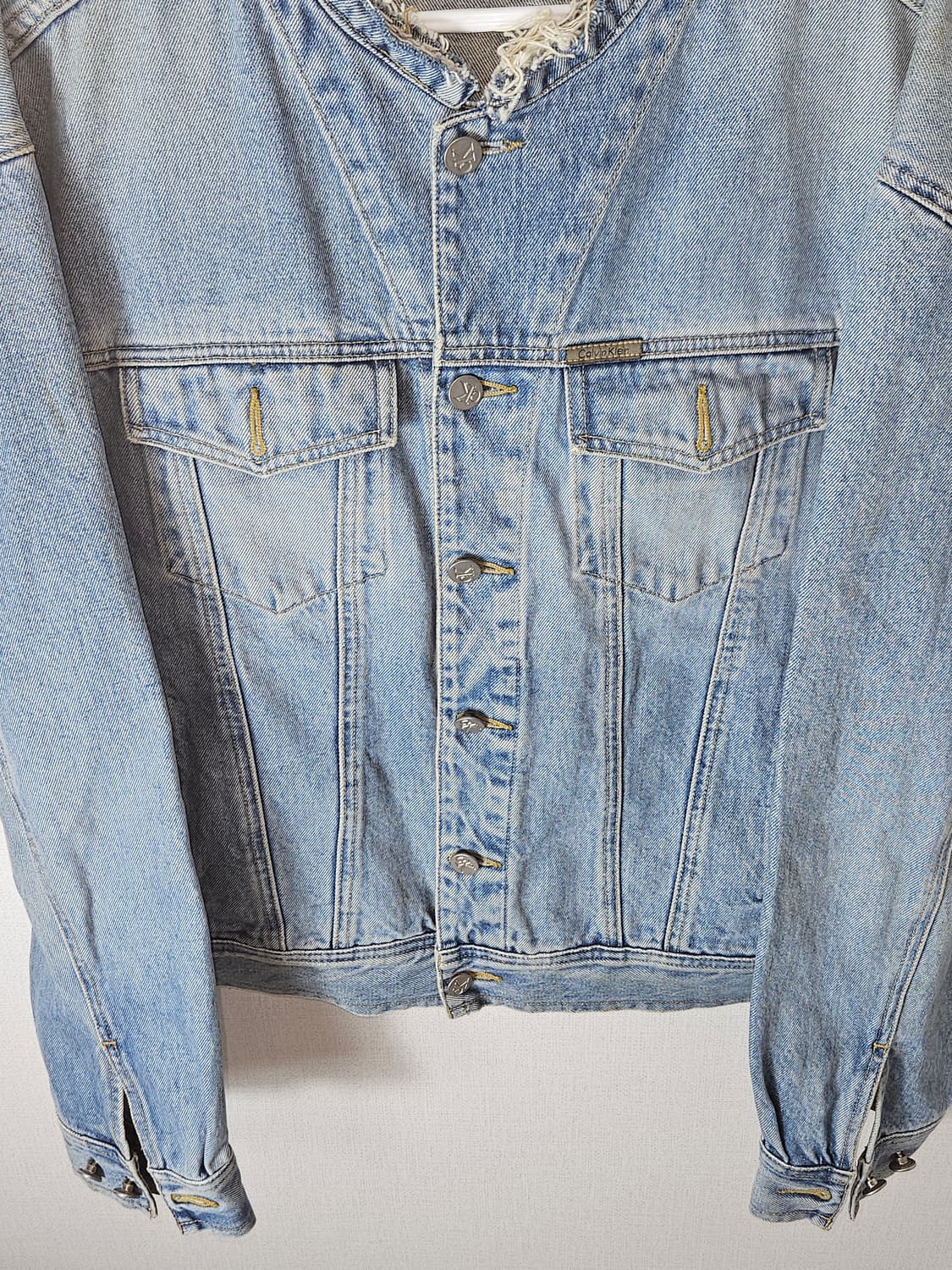 캘빈클라인 커팅 빈티지 데님자켓 워크 오리지널 생지코트 오버핏 남성 M 상품이미지5