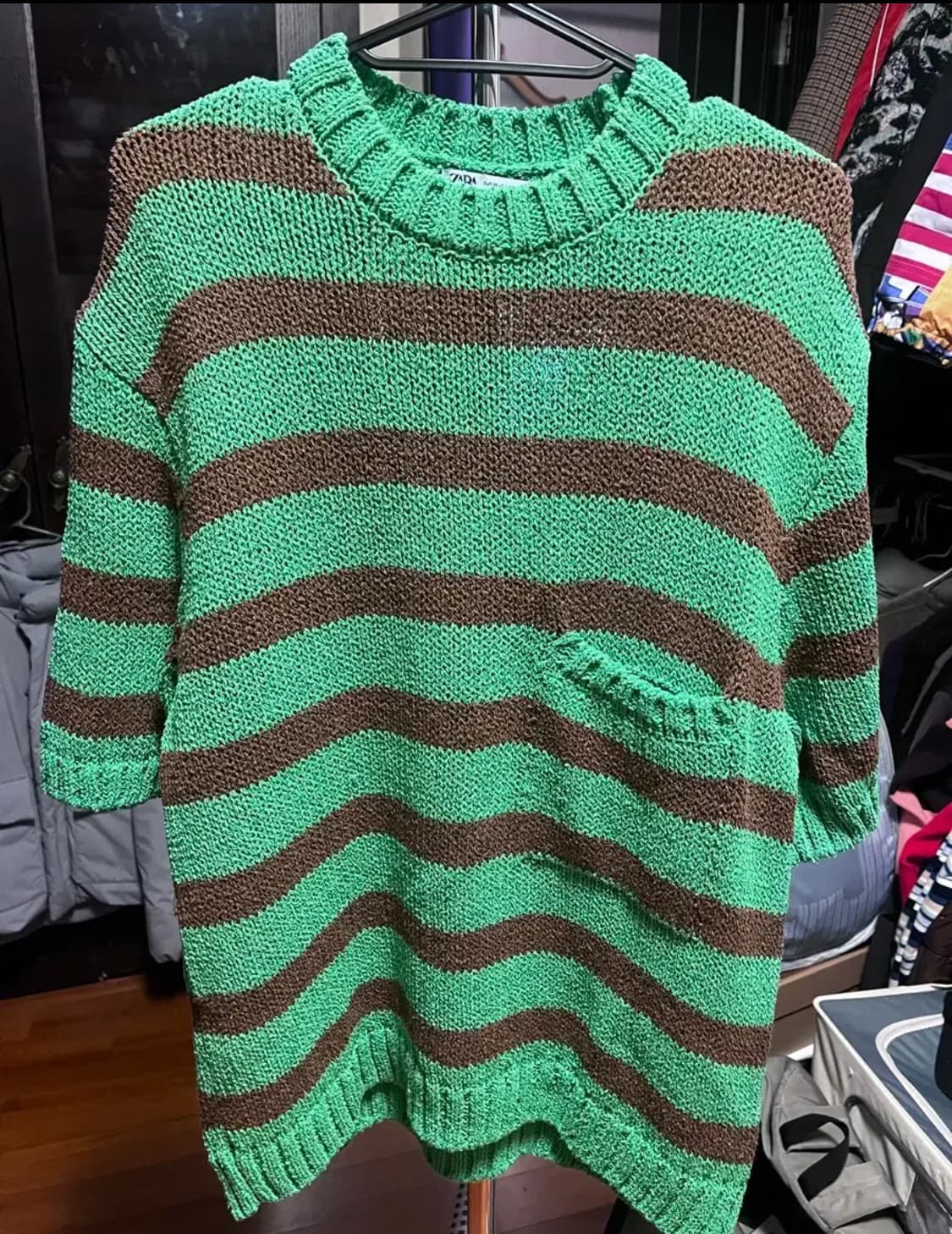 [남성 40]자라 반팔 스트라이프 니트 상품이미지1